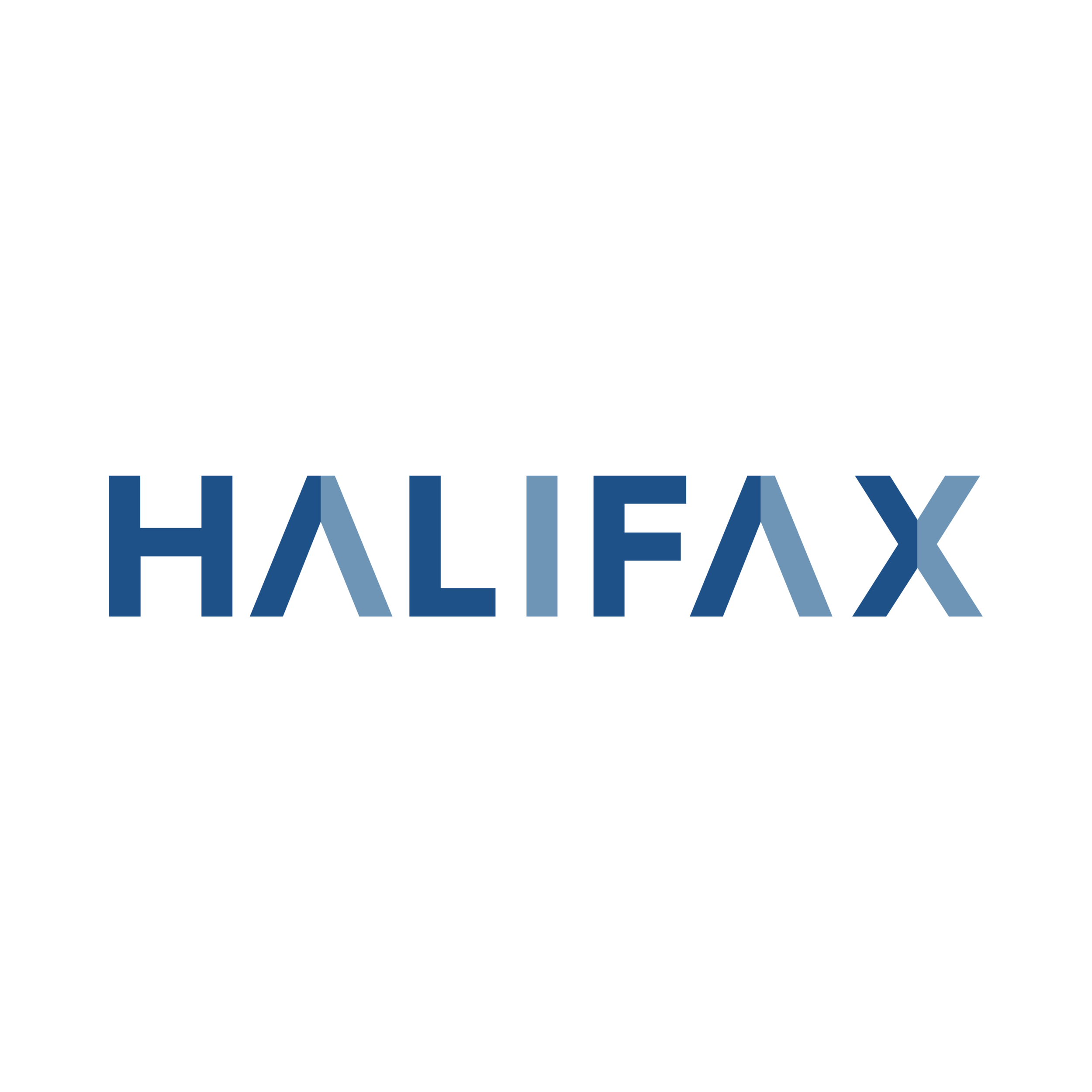 Stylized text spelling 'HALIFAX' in varying shades of blue.