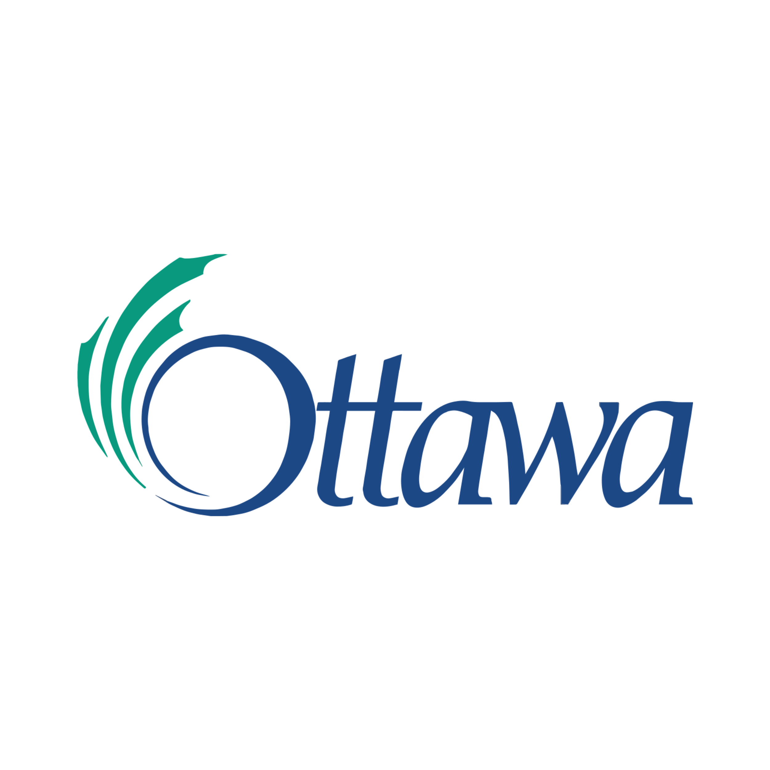 Logo of Ottawa with stylized wave design in teal and blue colors.