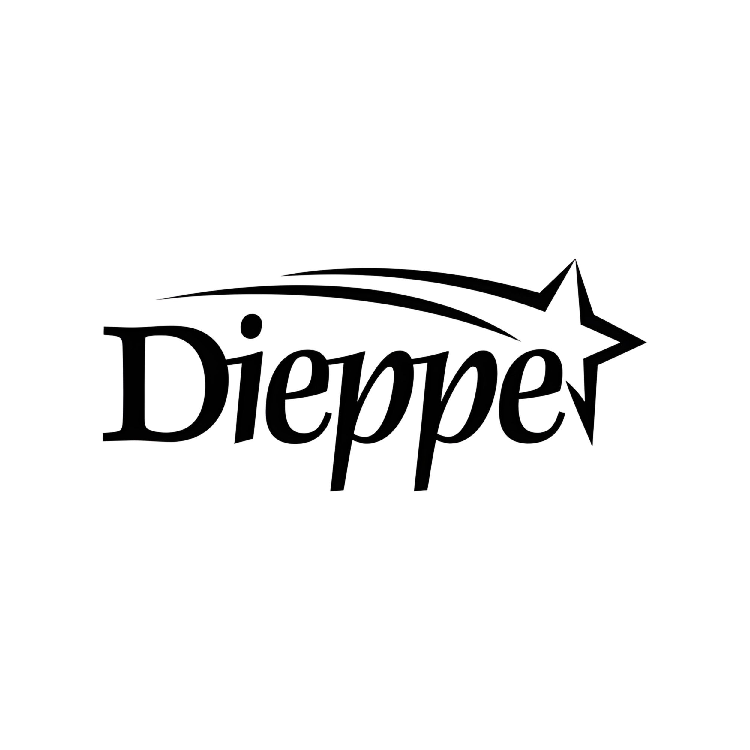 Black and white logo with the word "Dieppe" and a shooting star graphic.