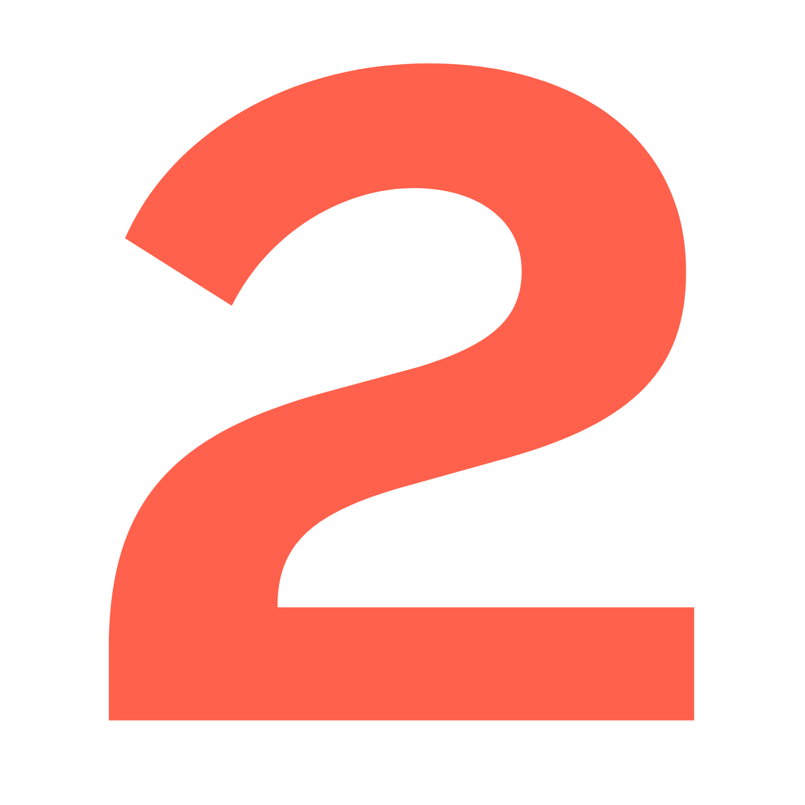 Large red number 2 on a black background.