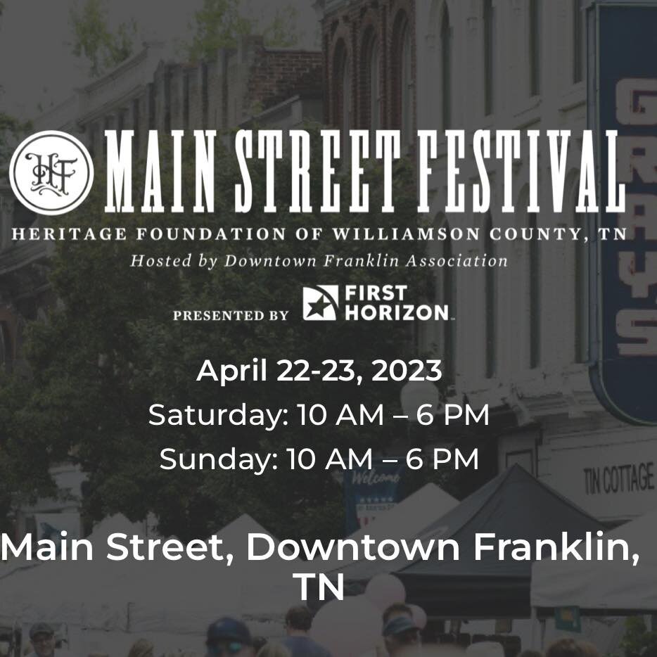 Come see me this weekend at the Main Street Festival in Franklin, TN! 

I&rsquo;ll be in booth 832 on 3rd Street. Can&rsquo;t wait to see you!