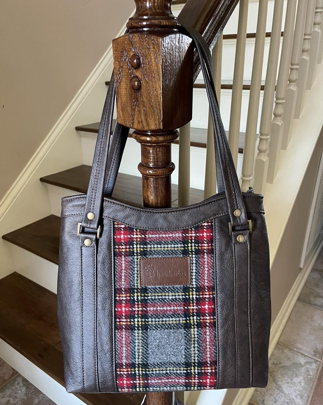 I finished this beauty last month but promised to wait and post it after the receiver&rsquo;s birthday. I used a pebbled brown leather and a handwoven inset of Harris Tweed wool from Scotland. Turned out great! So classy!