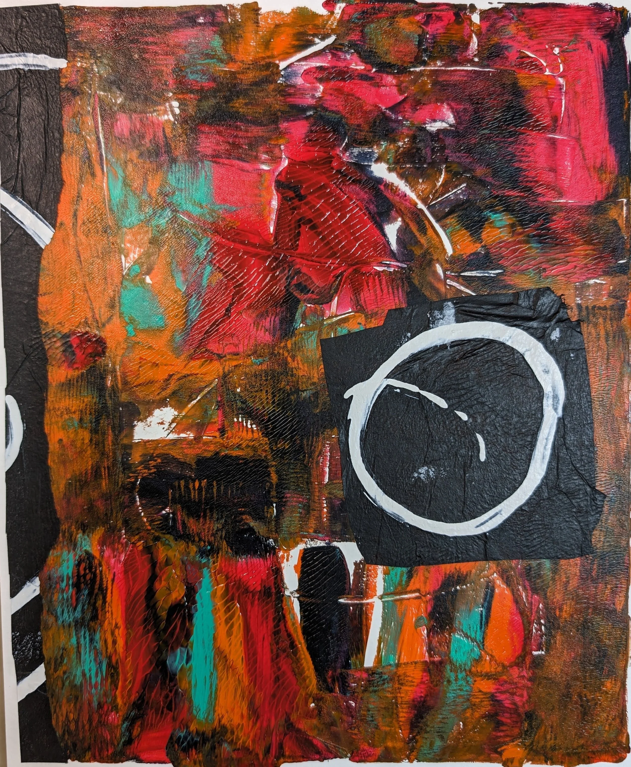 small format gelli print with collage