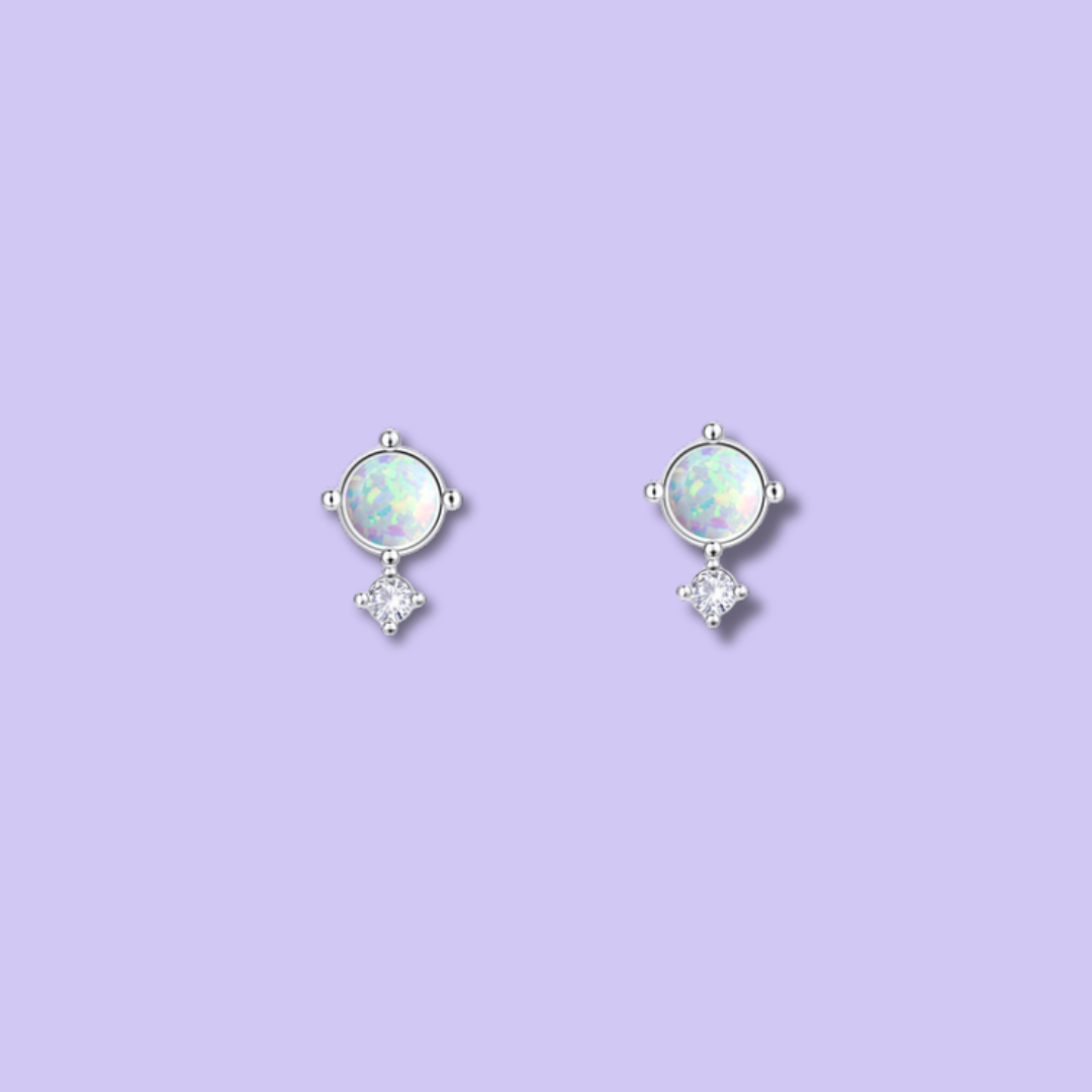 White Opal Studs