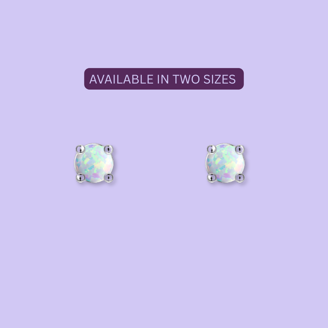 Silver Opal Studs