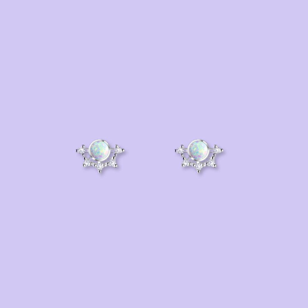 White Opal Fan Studs