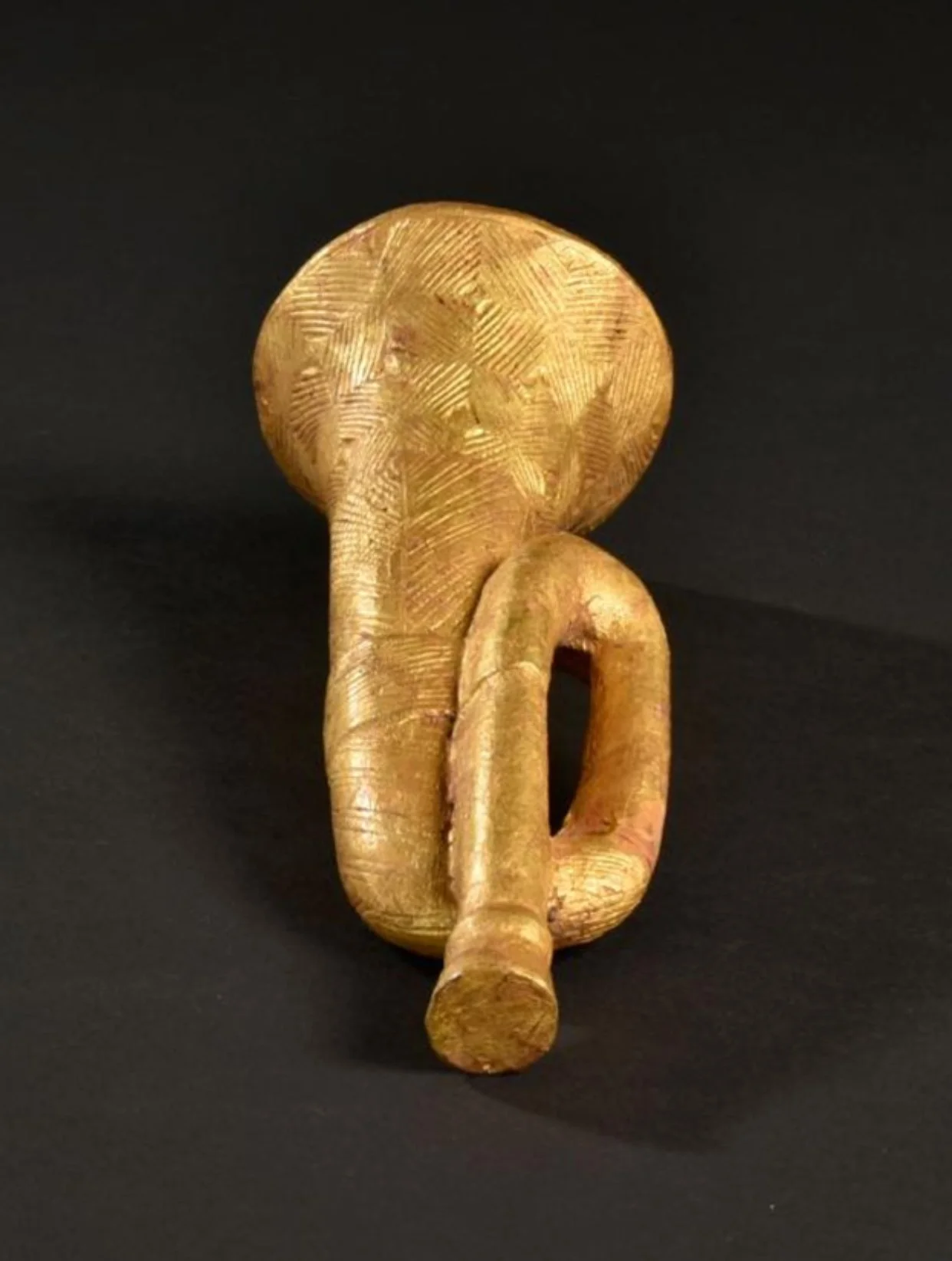 Wood and gold replica of an European-style bugle. Estate René David (1928-2015), Zurich Exhibited: Musée International du Golfe de Guinée, Togo (2005-2011).