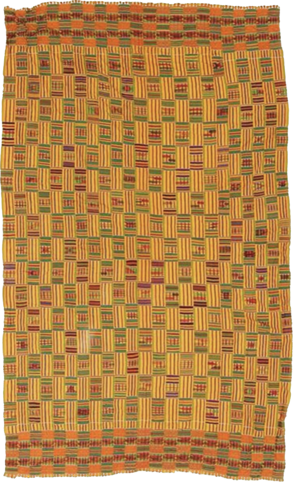 Asante Kente Cloth Textile, Early/Mid 20th C. Silk and Cotton.118'' x 80'' (300 x 203 cm) 
From the collection of Allan Stone, New York.