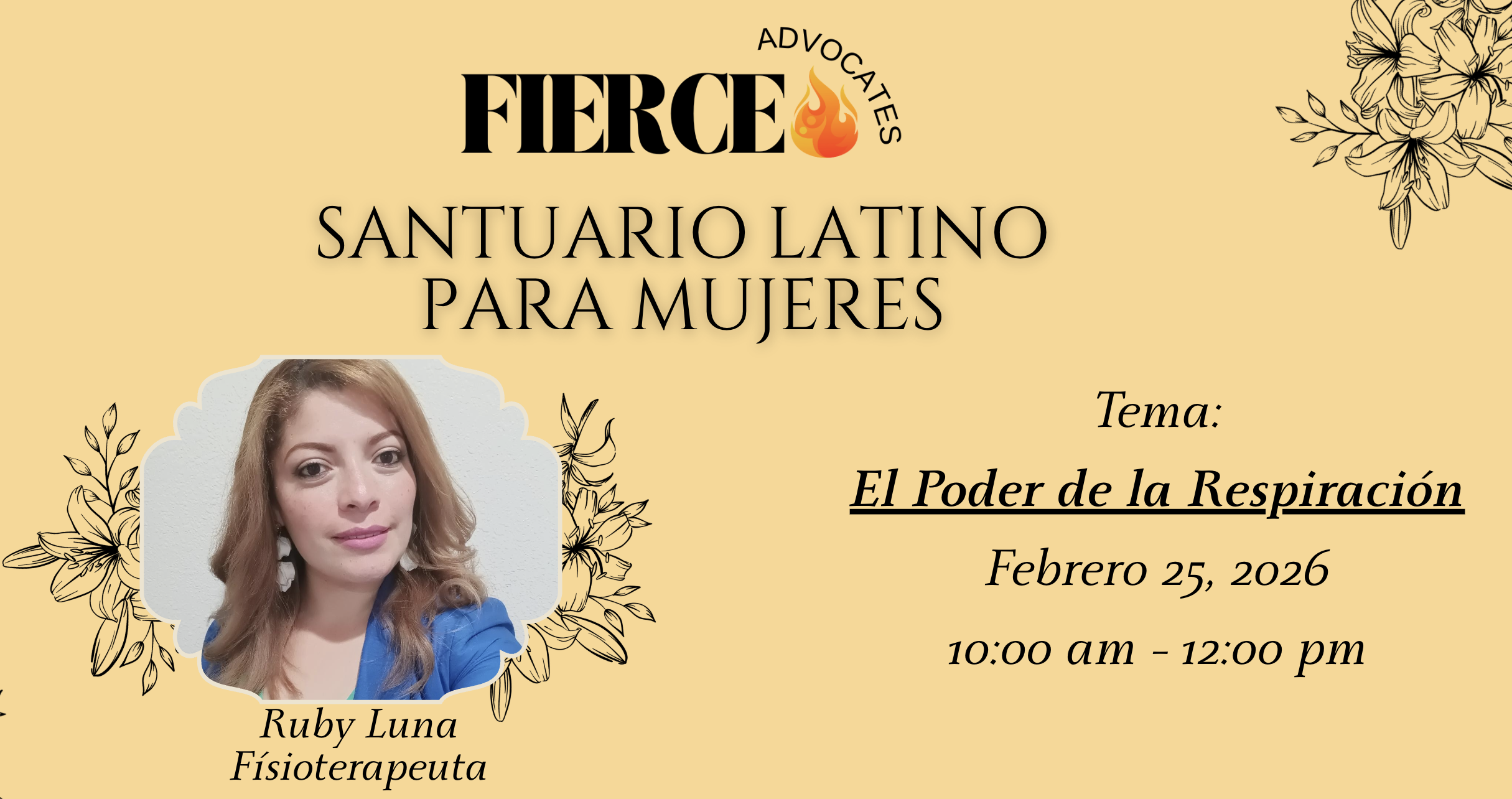 Imagen simple para el evento Santuario Latino para Mujeres, con un diseño minimalista que representa un espacio de calma, cuidado y comunidad.