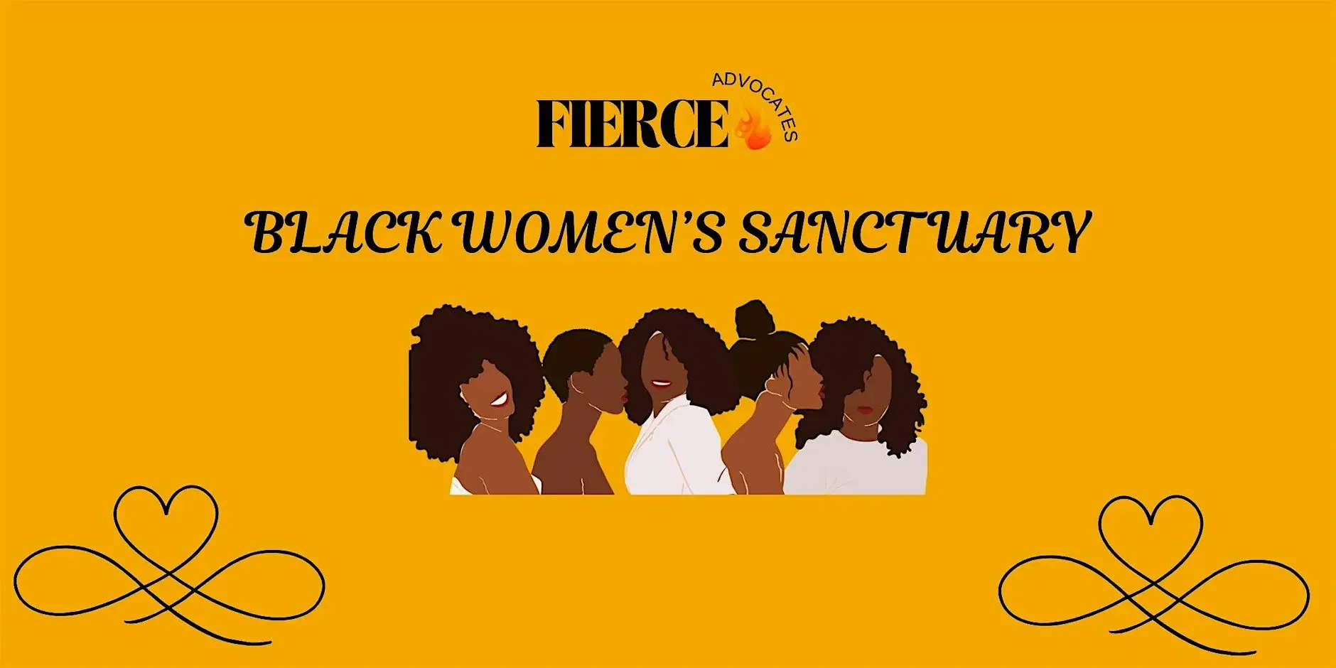 Black Women’s Sanctuary event graphic promoting healing-centered gatherings for Black women