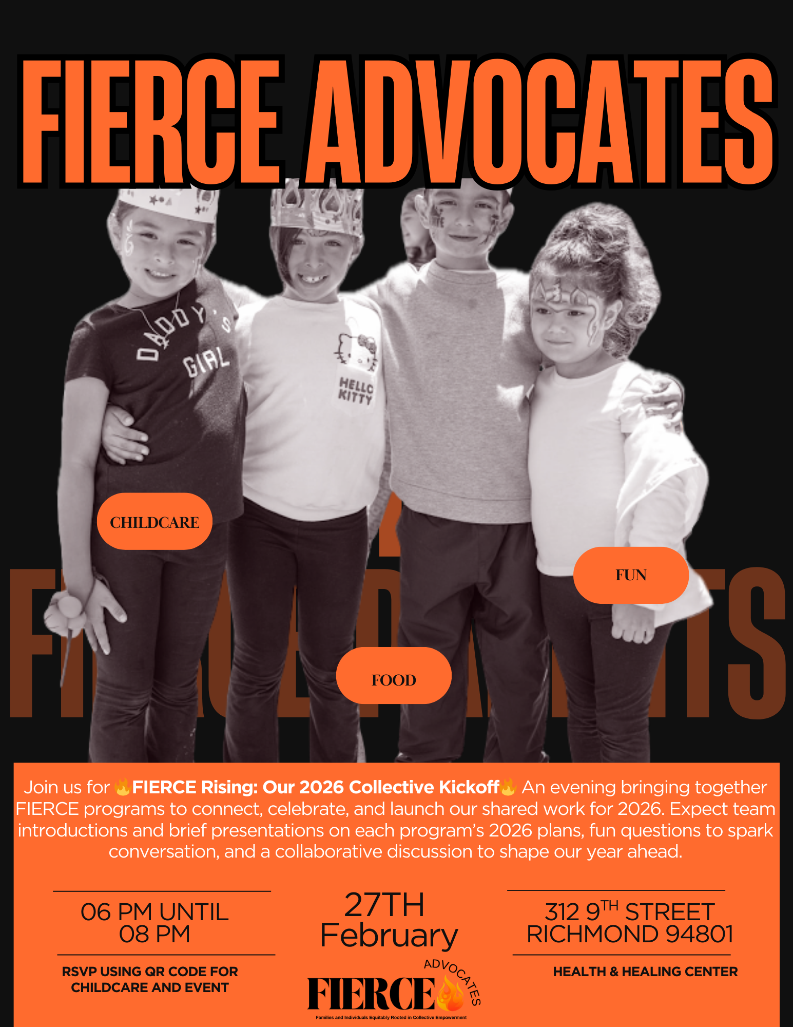 Event image for FIERCE Rising: Our 2026 Collective Kickoff, featuring a bold, minimal design that represents community, energy, and collective momentum. Includes text “FIERCE Rising: Our 2026 Collective Kickoff.”