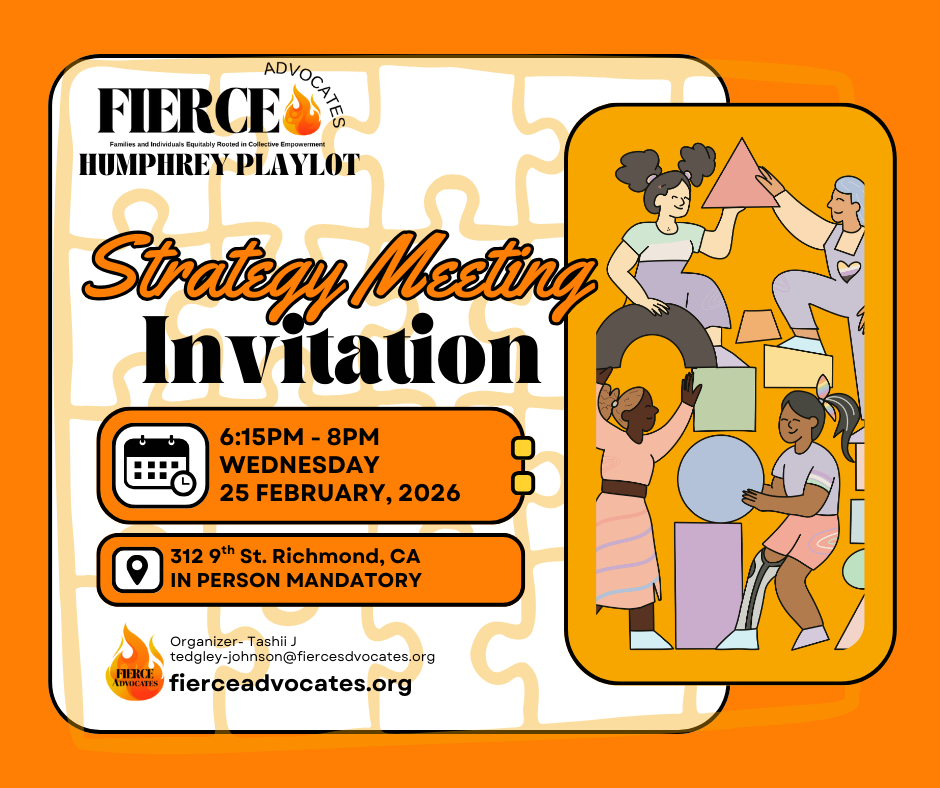 Event graphic for the Humphrey Park Strategy Meeting, highlighting a community-led gathering focused on organizing, collective power, and park equity at Humphrey Playlot in Richmond.