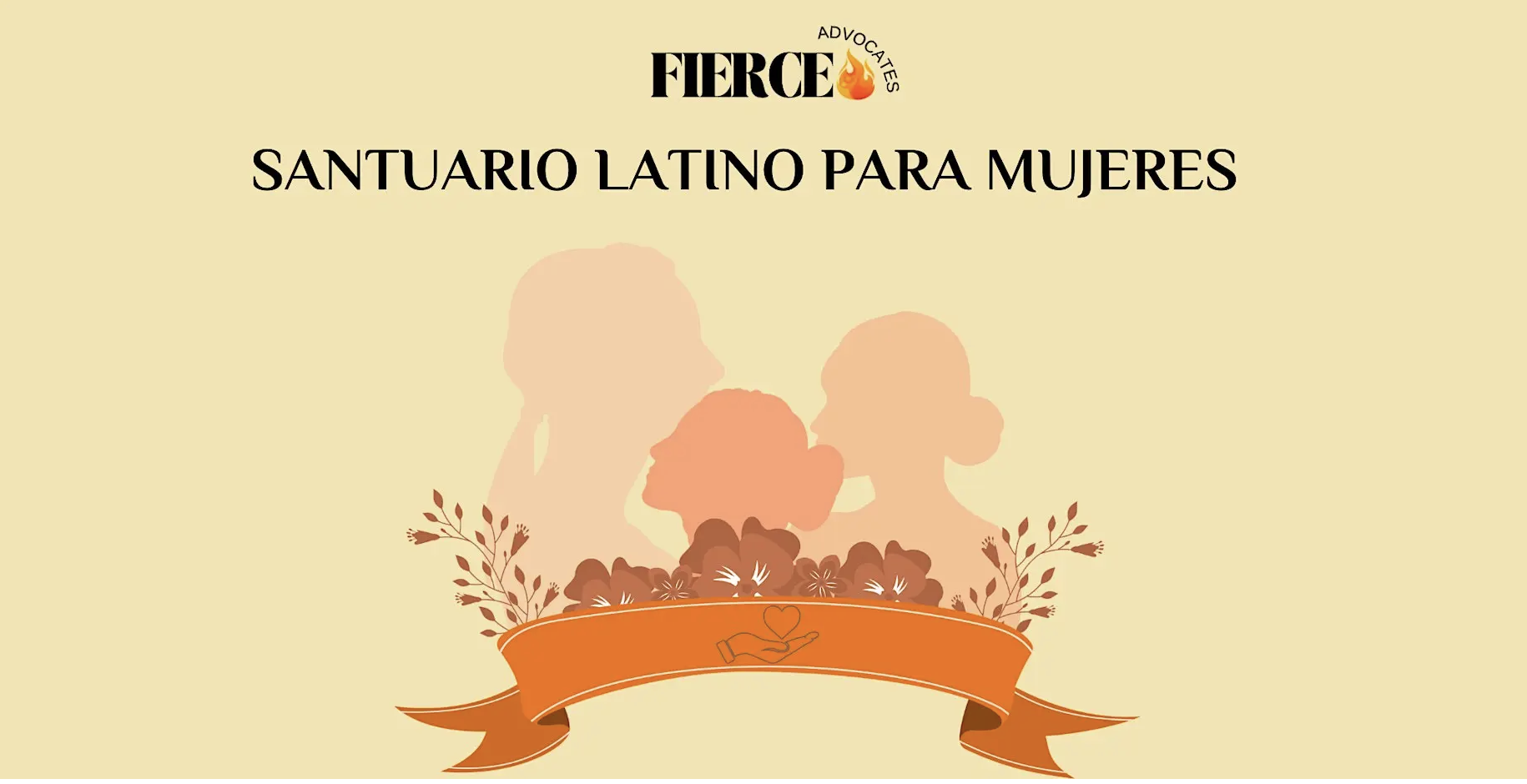 Santuario Latino para Mujeres event graphic featuring illustrated women surrounded by floral elements