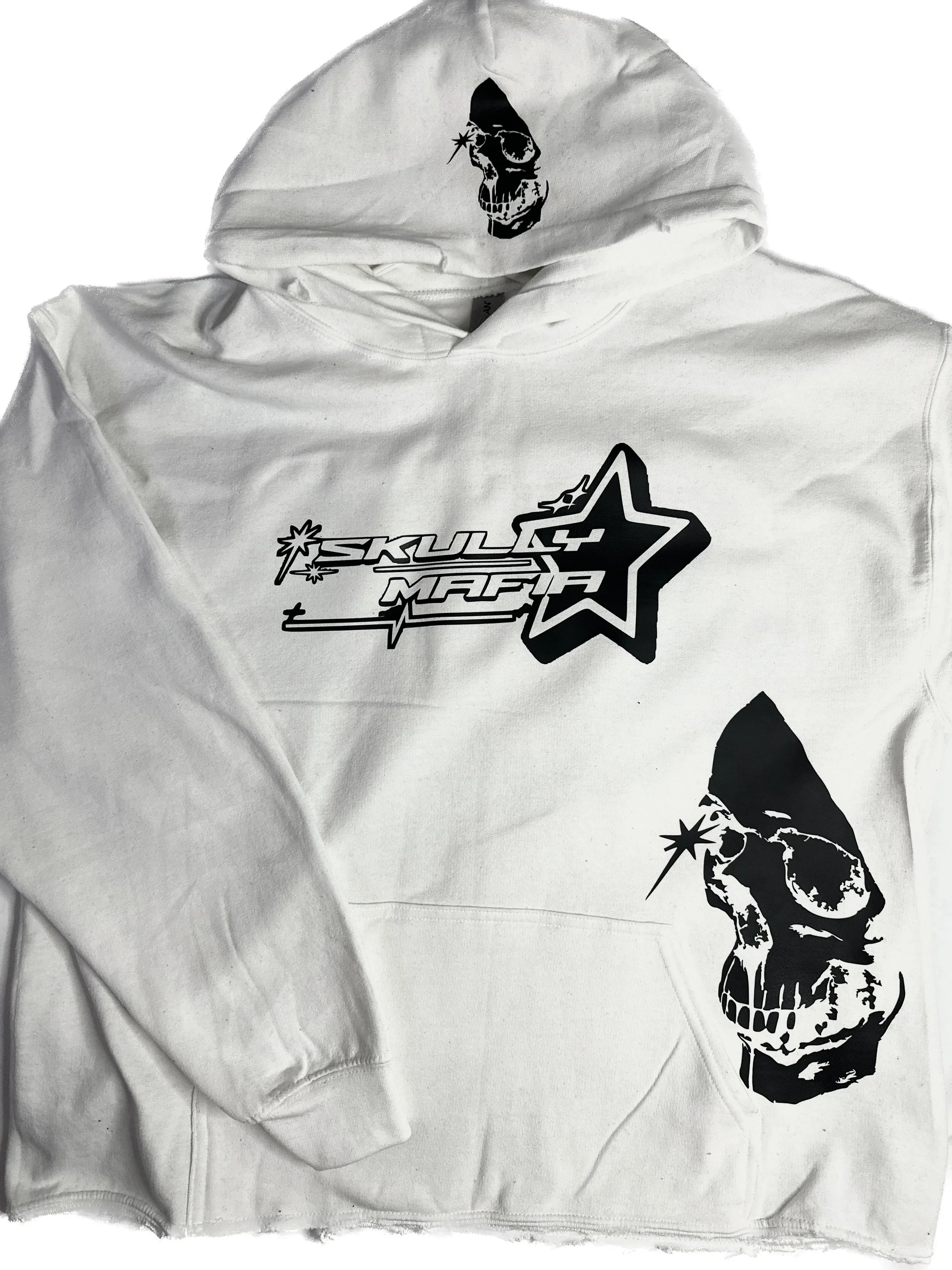 Distressed white hoodie