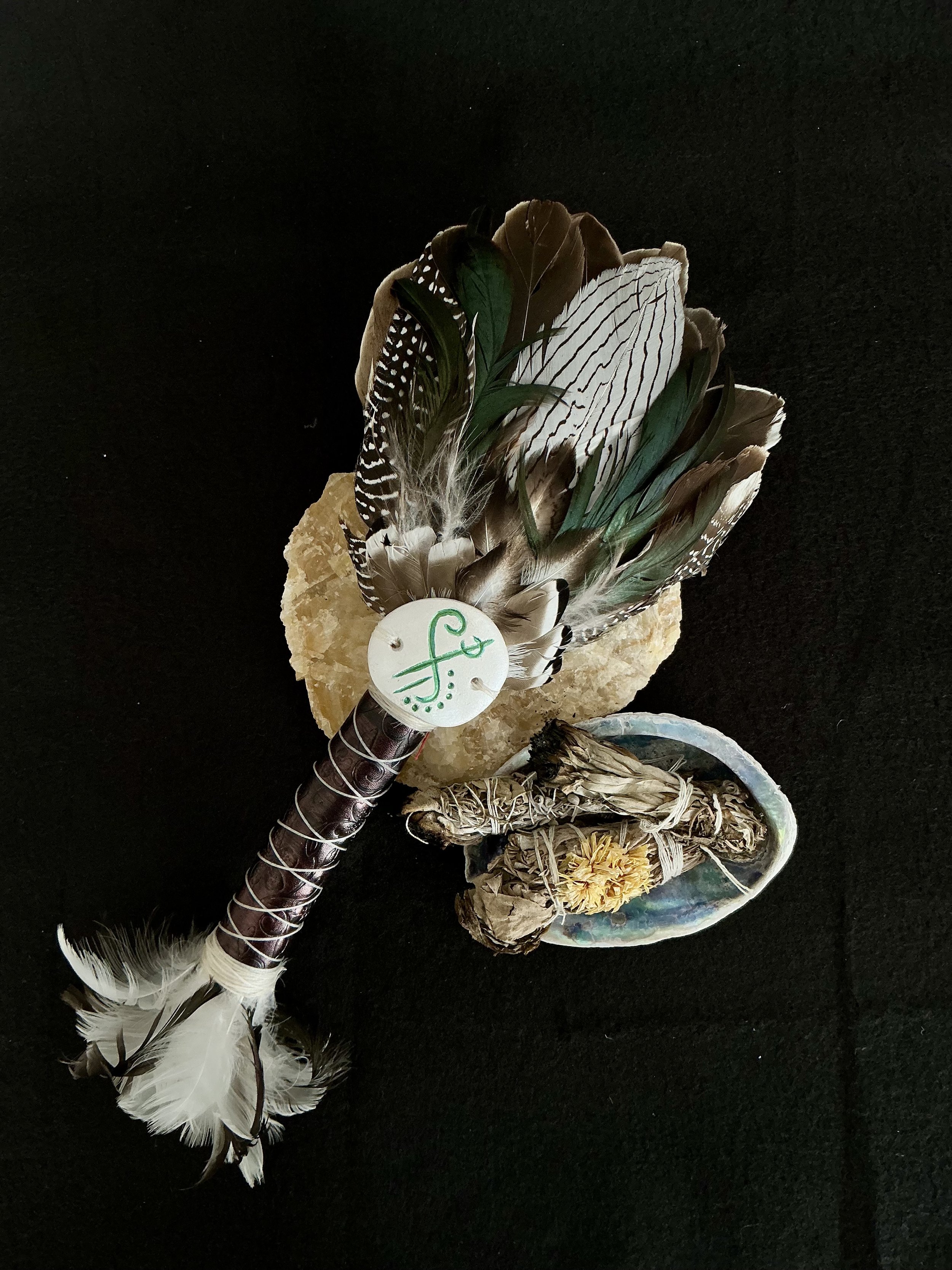 *Stalagmite* Feather Smudging Wand