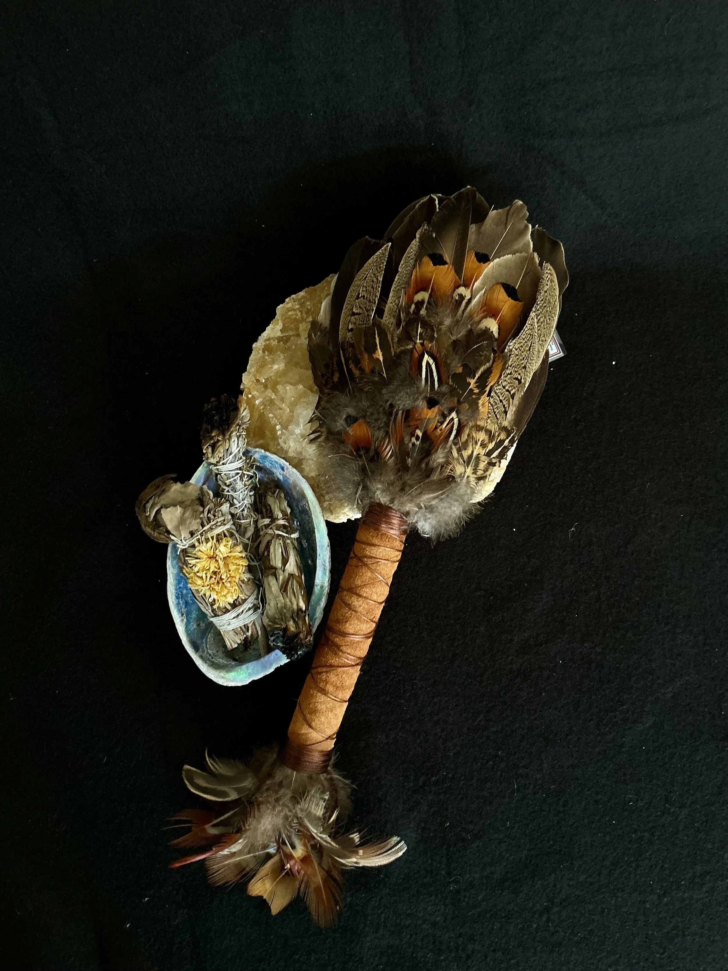 *Pineal Leaf* Feather Smudging Wand