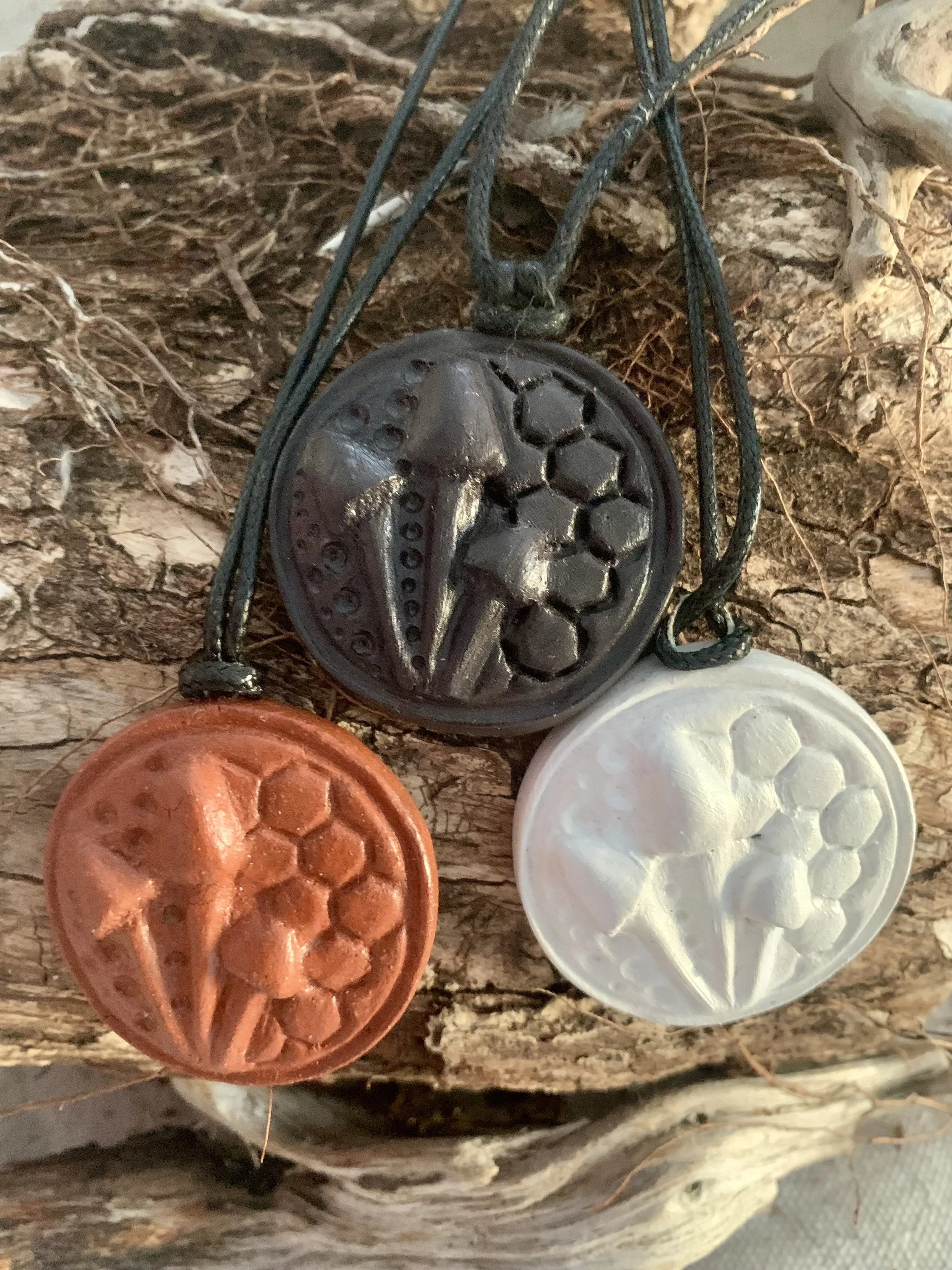 Honeycomb  - Mushroom Codes - Clay Pendant
