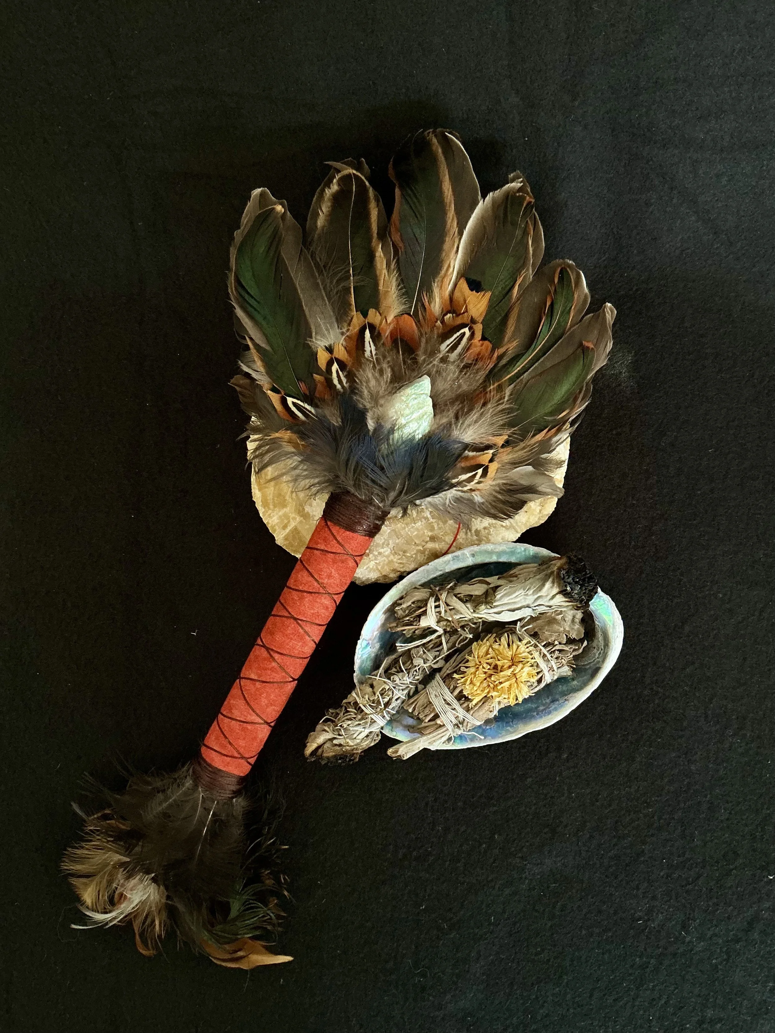 *Fuchsite Fox* Feather Smudging Wand