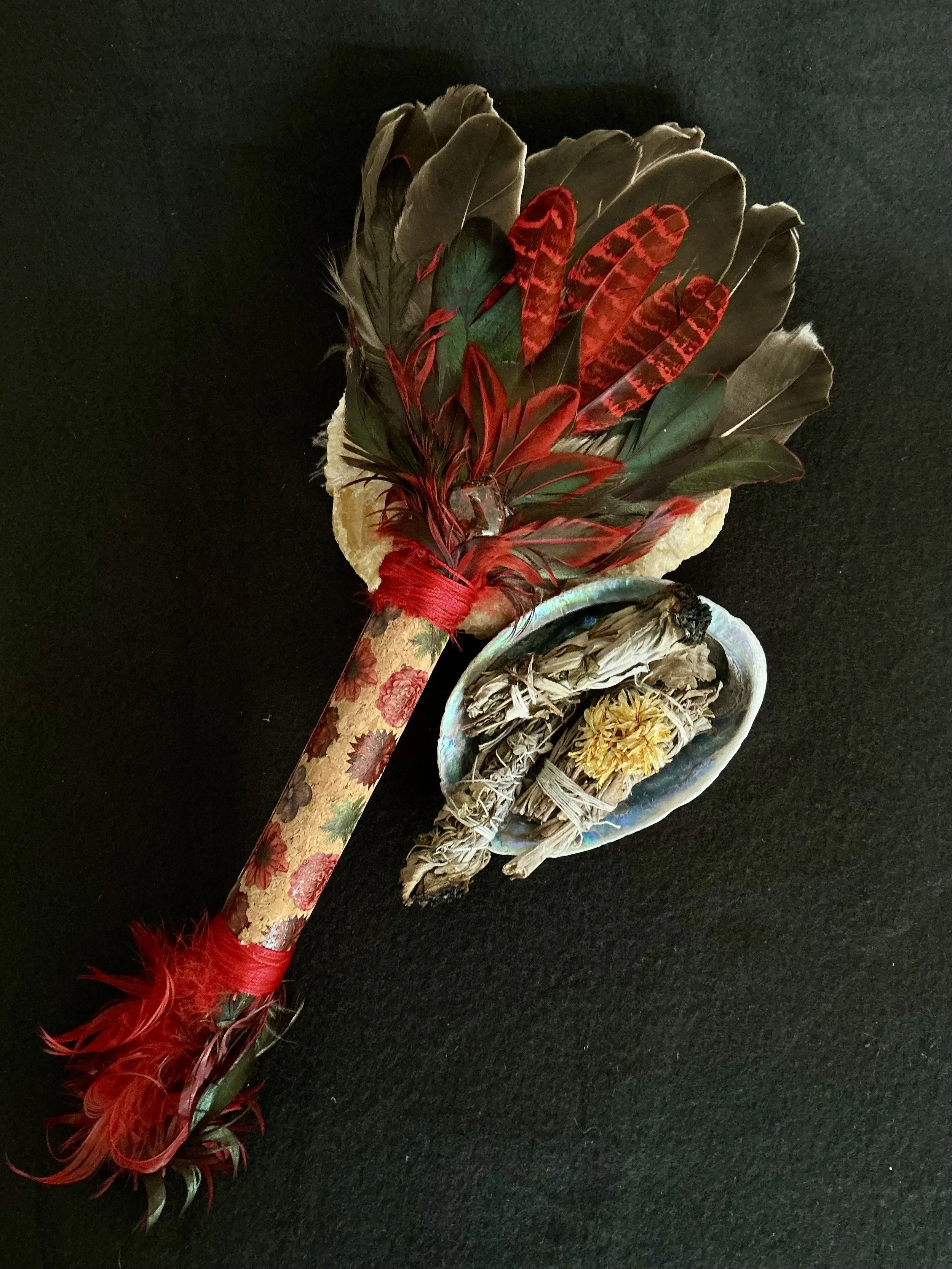 *Dragonblood* Feather Smudging Wand
