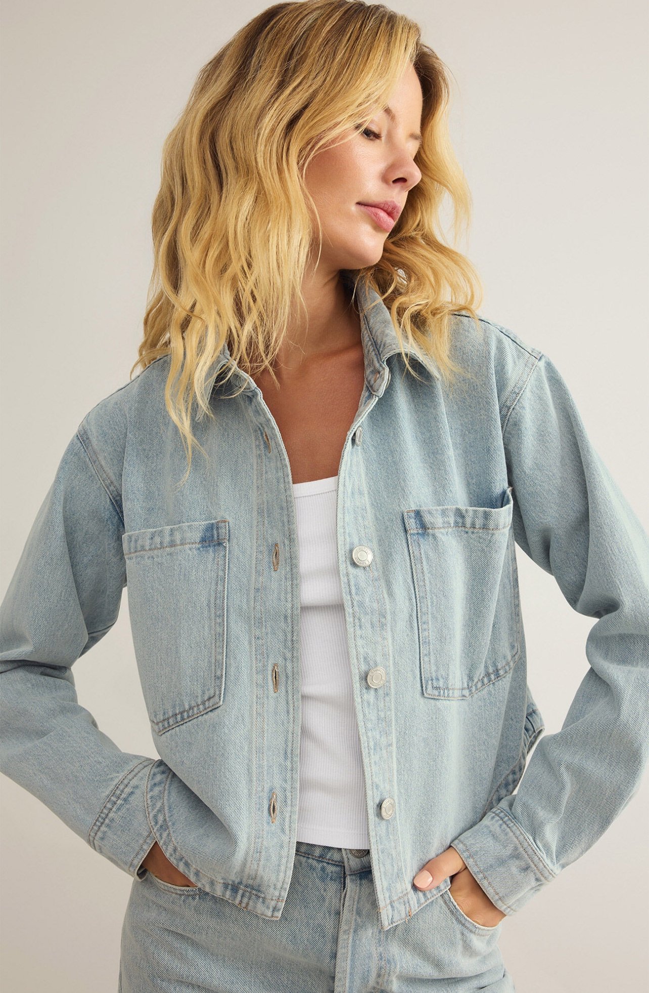 Z Supply All Day Cropped Denim Jacket