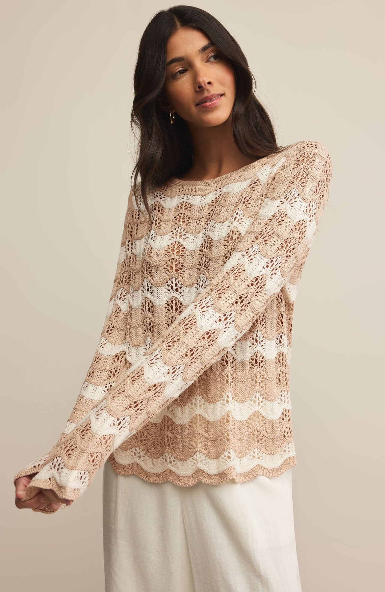 Z Supply Azura Stripe Crochet Sweater