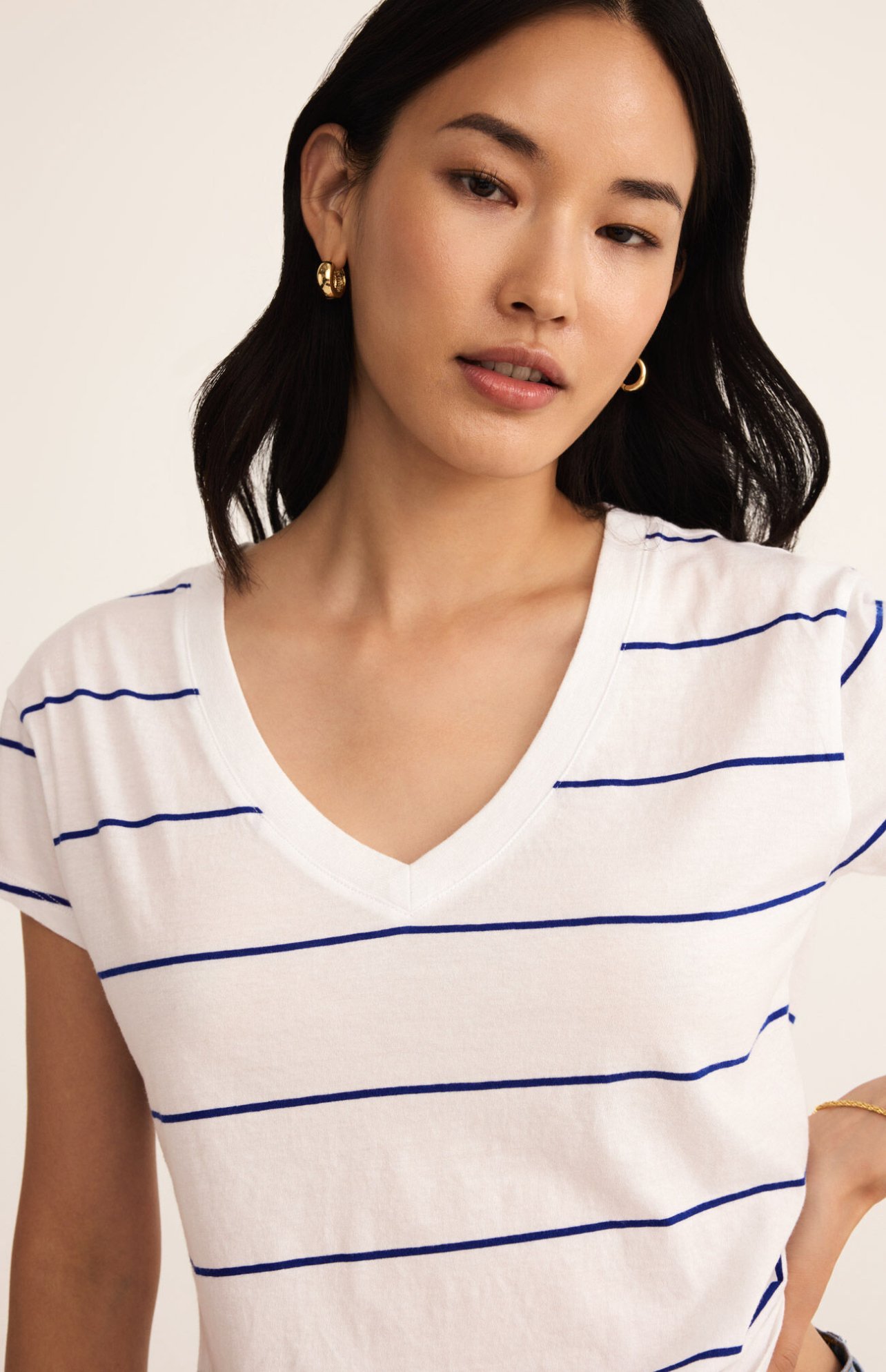 Z Supply Striped Modern V-Neck Tee