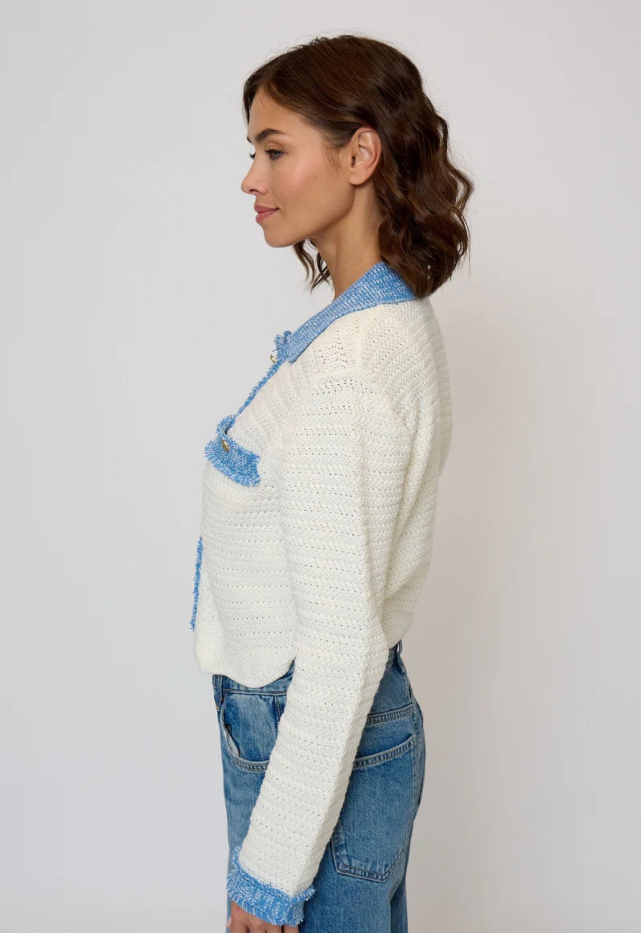 Central Park West Rose Scallop Edge Sweater