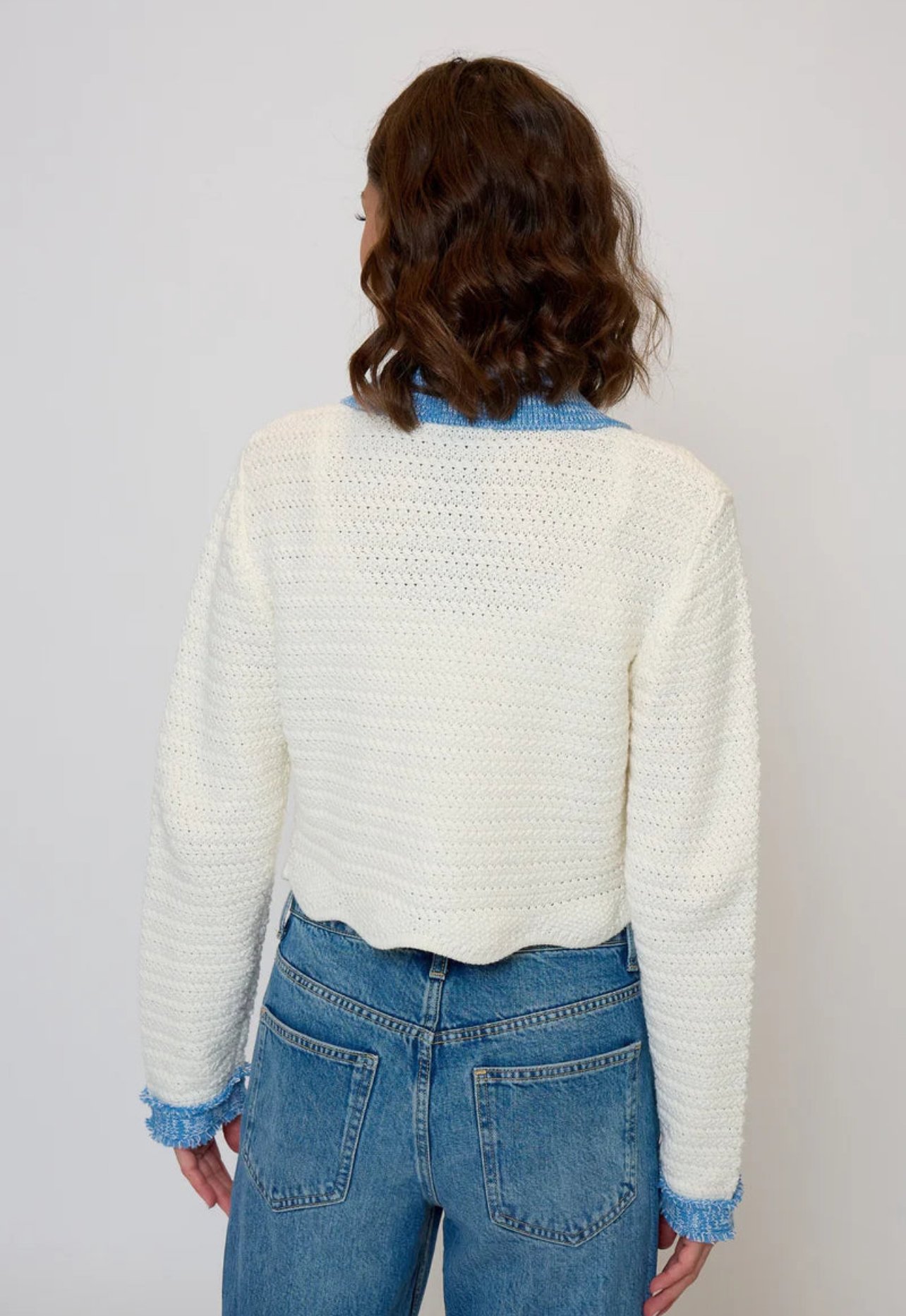Central Park West Rose Scallop Edge Sweater