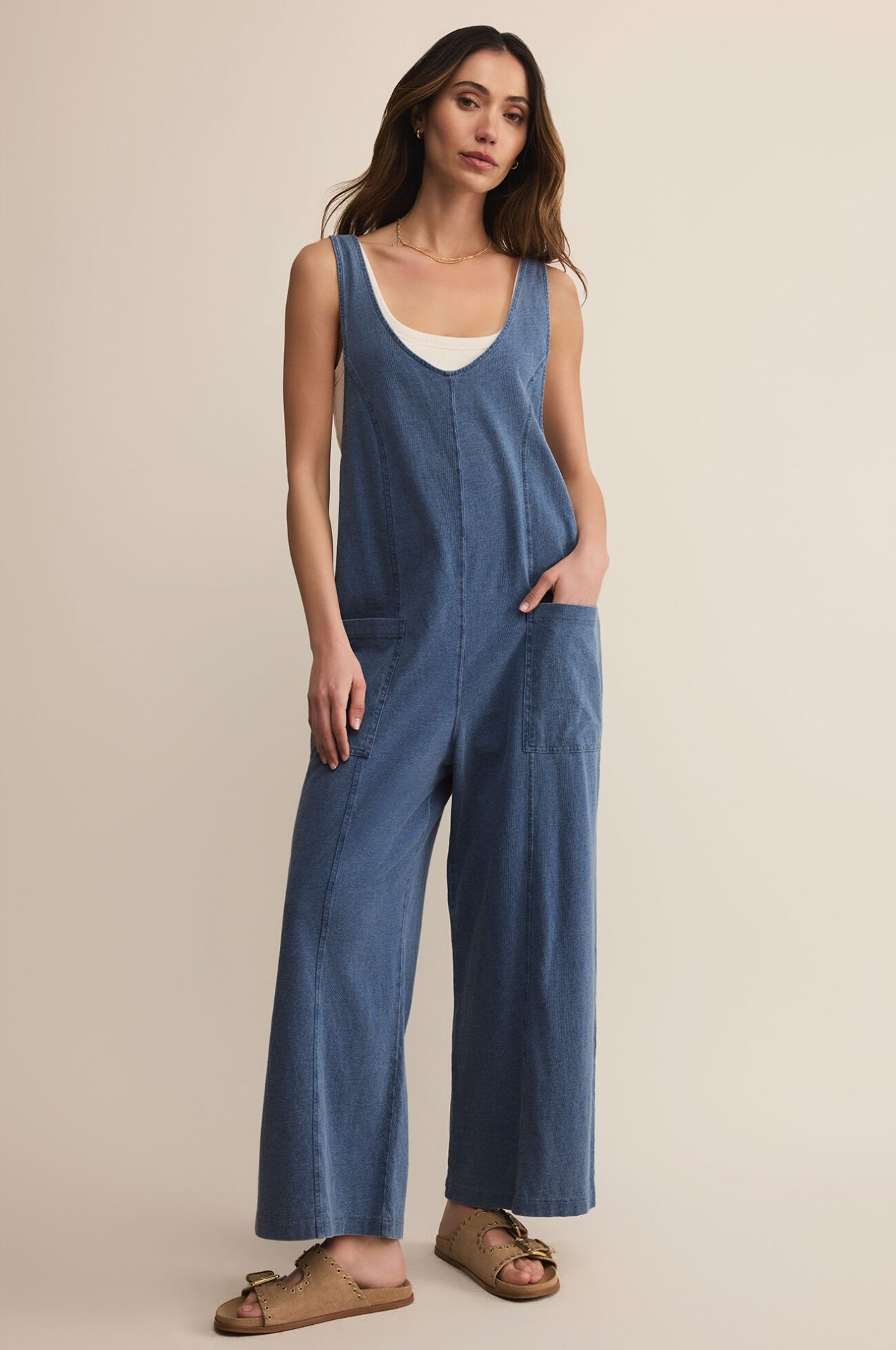 Z Supply Everyday Jersey Denim Jumpsuit