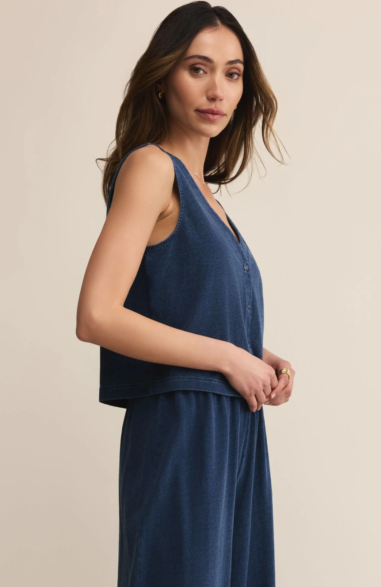Z Supply Solace Jersey Denim Top