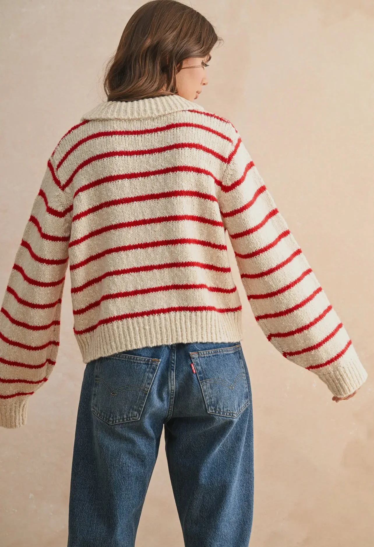 【in a row】[UNISEX] Four Season Stripe Knit Stripe Collared Knit | Unison Label