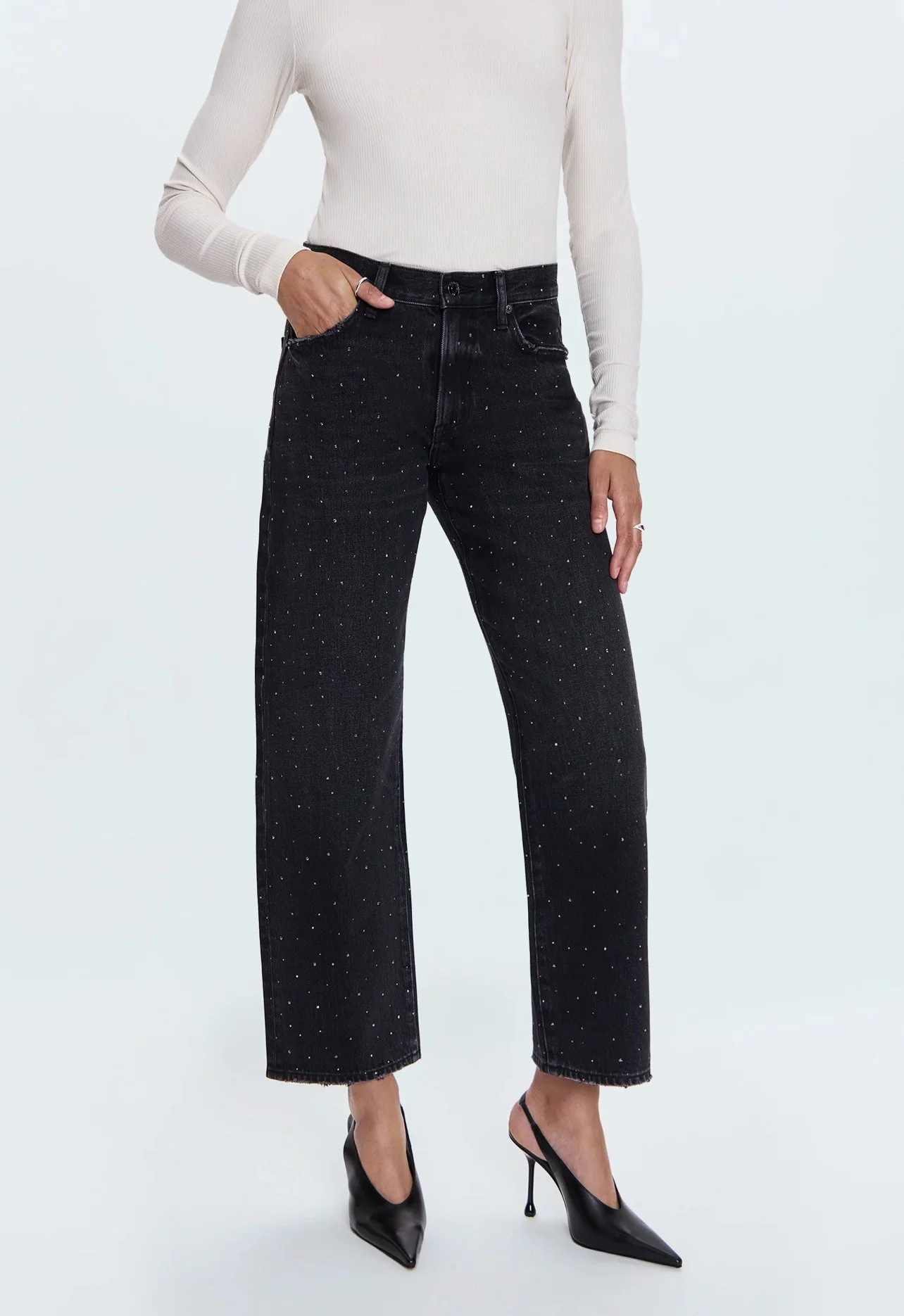 Pistola Lexi Mid Rise Bowed Straight Leg