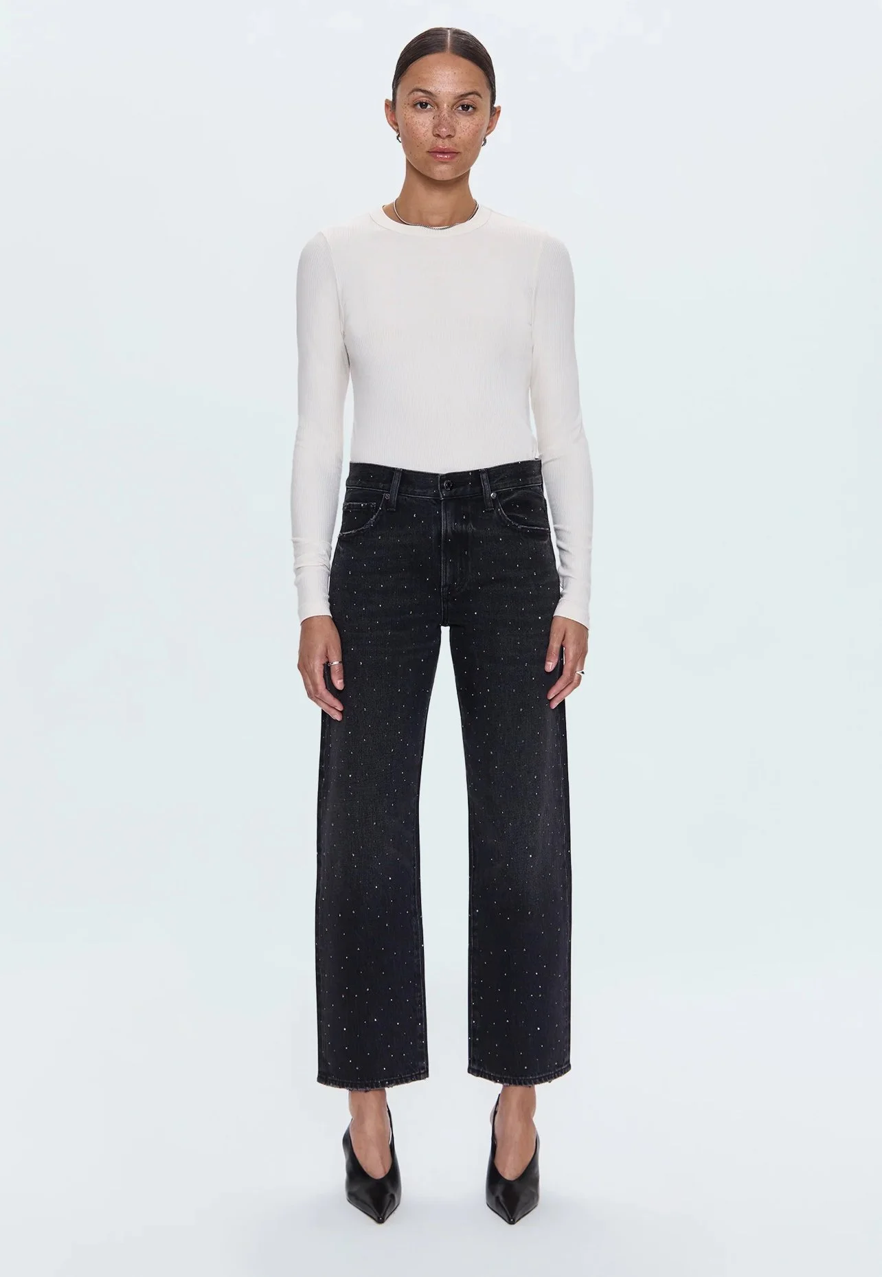 Pistola Lexi Mid Rise Bowed Straight Leg