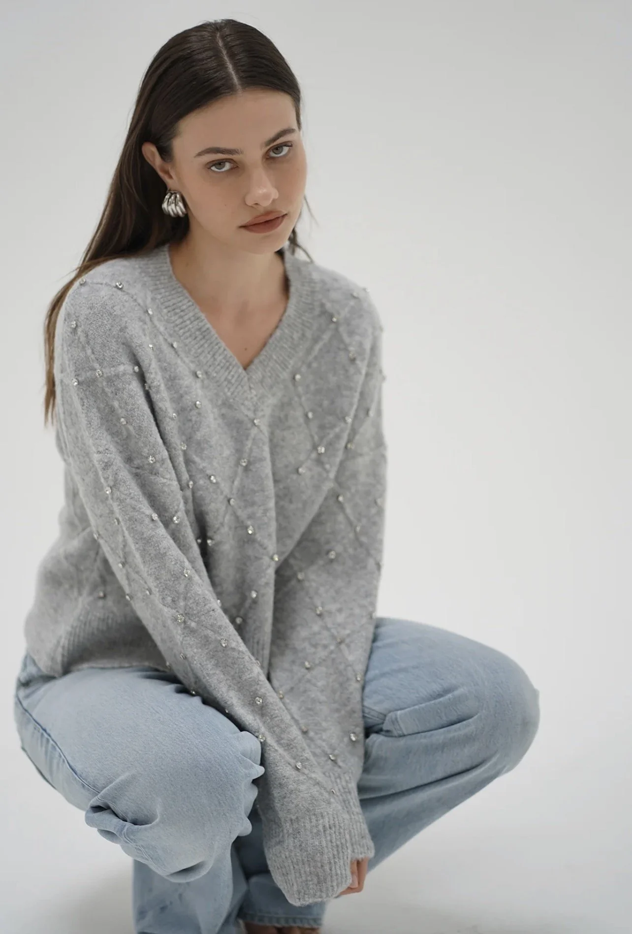 LNA Noma Rhinestone Sweater