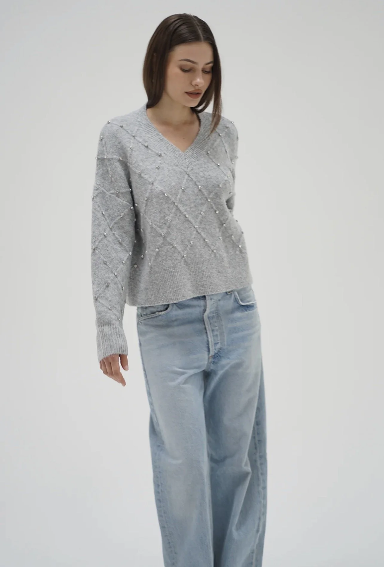 LNA Noma Rhinestone Sweater