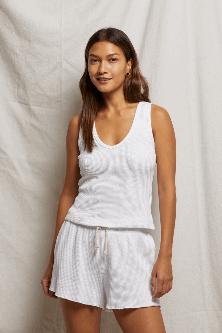Perfect White Tee Romy Waffle Short