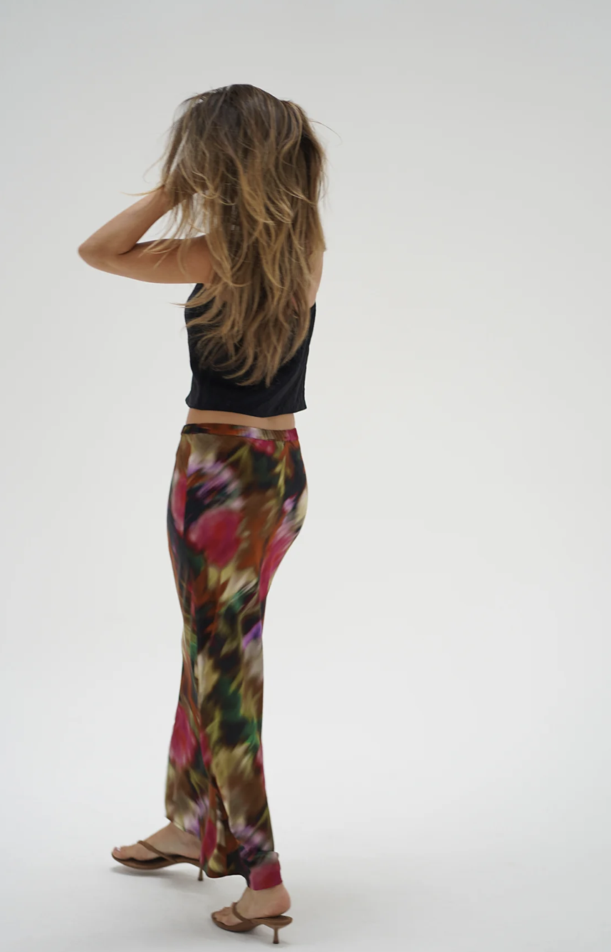 LNA Zia Blurred Floral Midi Skirt