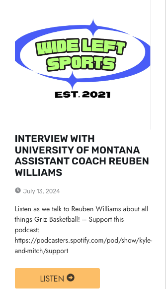 Day of podcast interview with Coach Williams