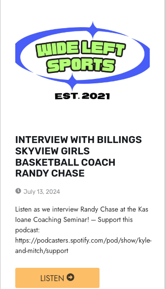 Day of podcast interview with Coach Chase