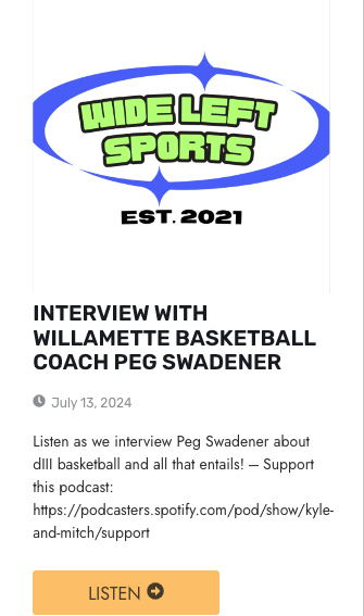 Day of podcast interview with Coach Peg