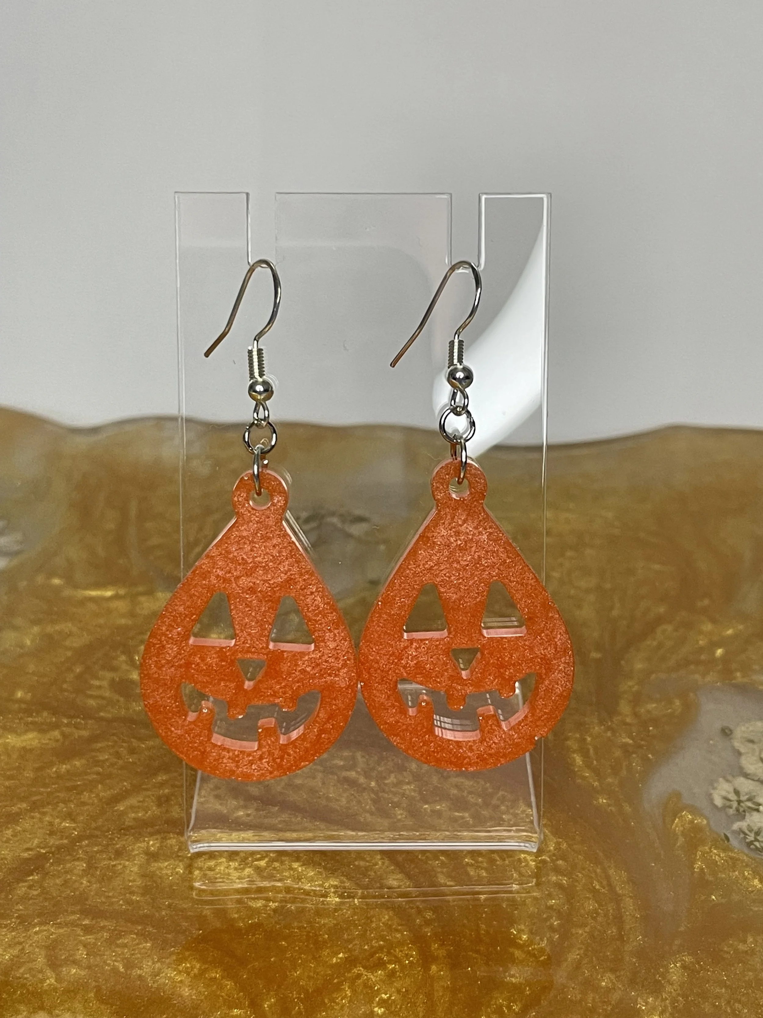 Resin Jack O'Lantern Earrings