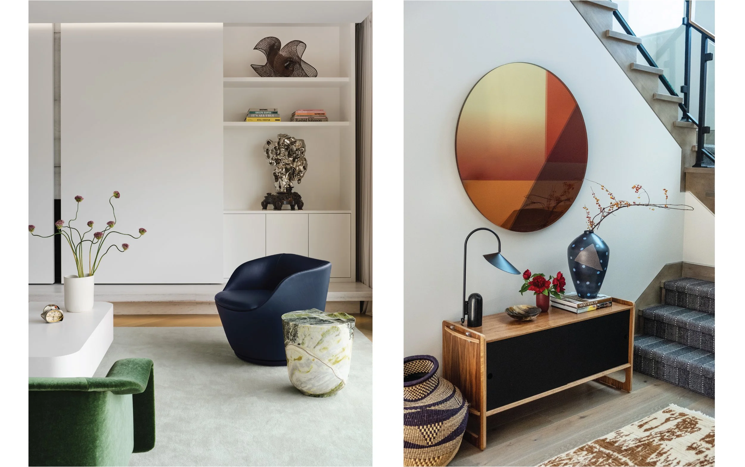 Left Image: Designer: Studio Collins Weir | Photographer: Adam Rouse | Stylist: Yedda Morrison | Right Image: Designer: Redmond Aldrich Design | Photographer: Laure Joliet | Stylist: Yedda Morrison | Press: Architectural Digest