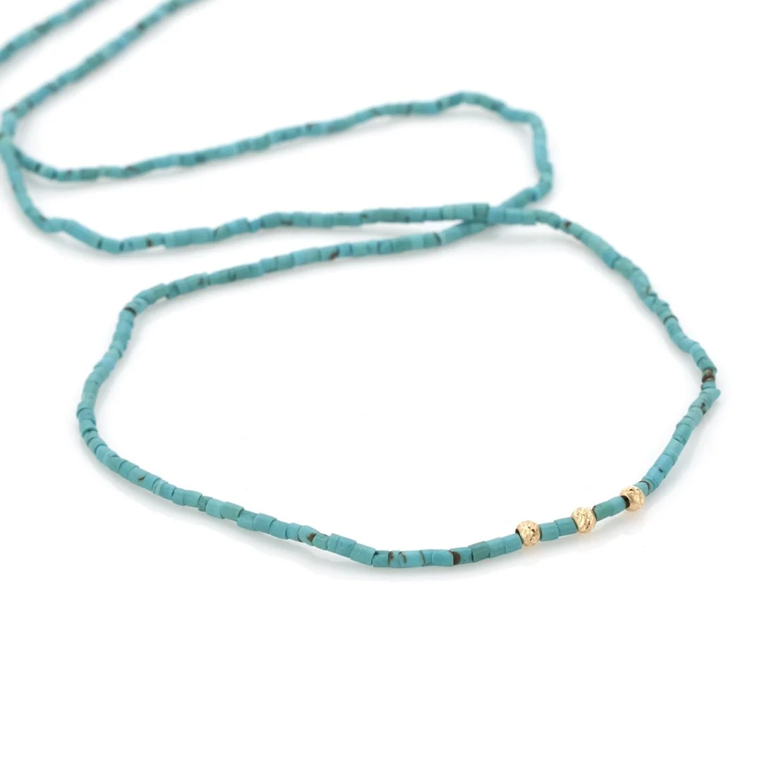 18K Gold Tiny Turquoise Necklace - Hawaii Jewelry