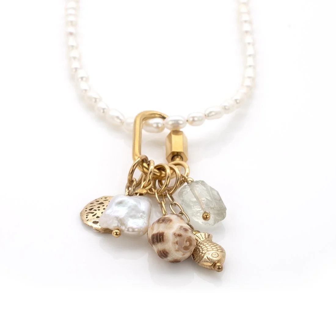 Carabiner Pearl Necklace  - Hawaii Jewelry