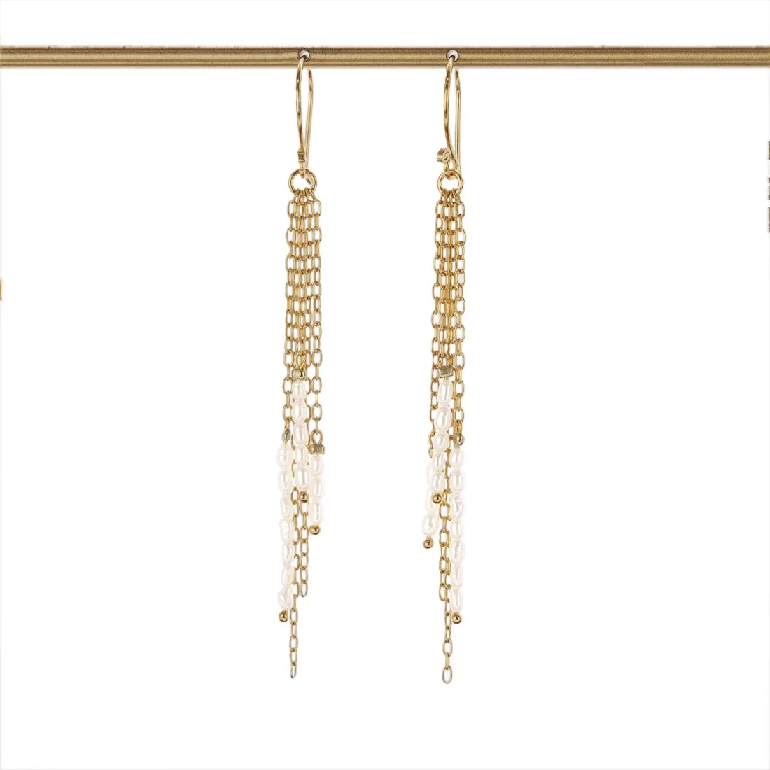 RICE PEARL CHAIN FALL EARRINGS