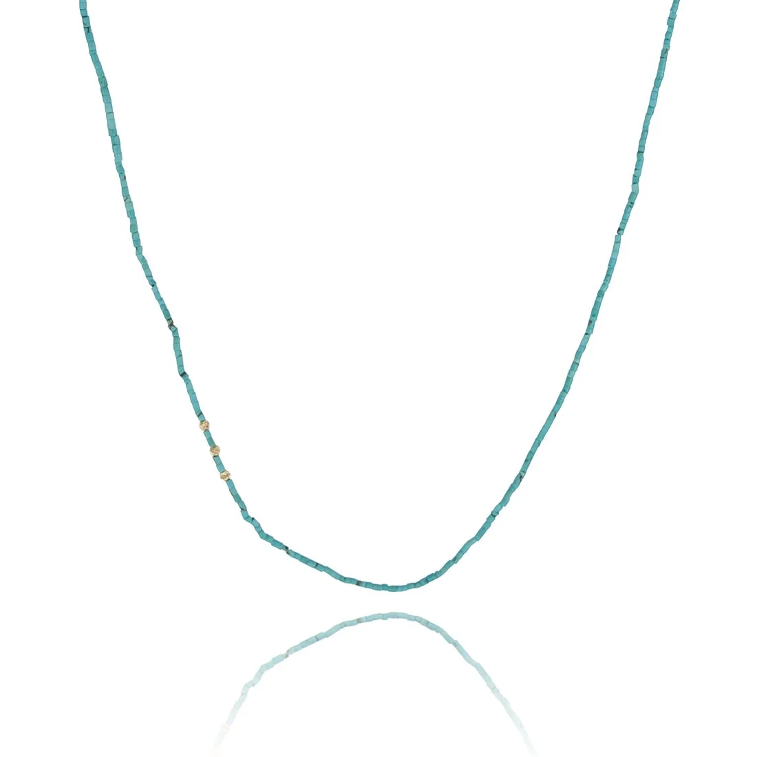18K Gold Tiny Turquoise Necklace - Hawaii Jewelry