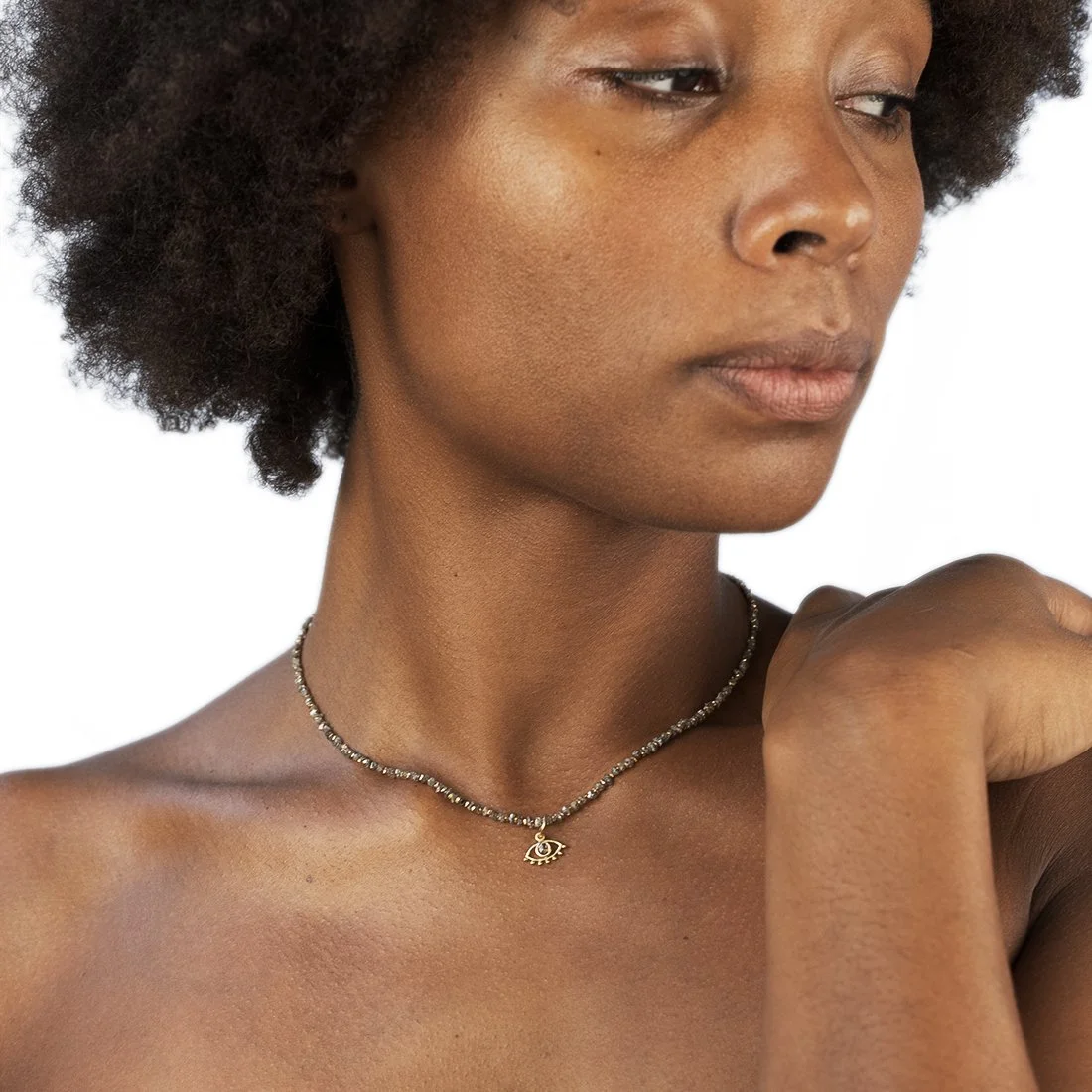 RAW DIAMOND EVIL EYELASHES NECKLACE