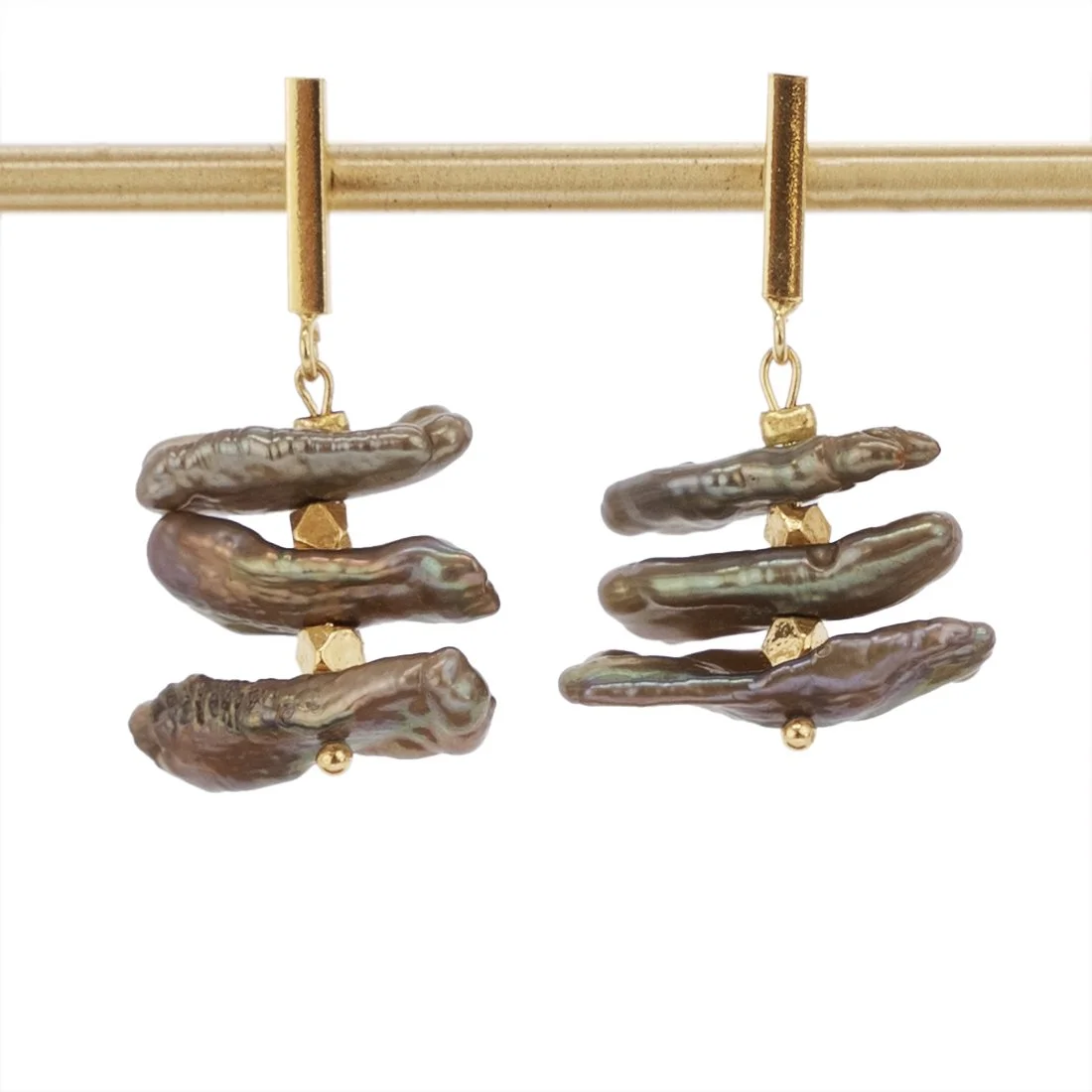 Biwa Pearl Stack Earrings - Hawaii Jewelry