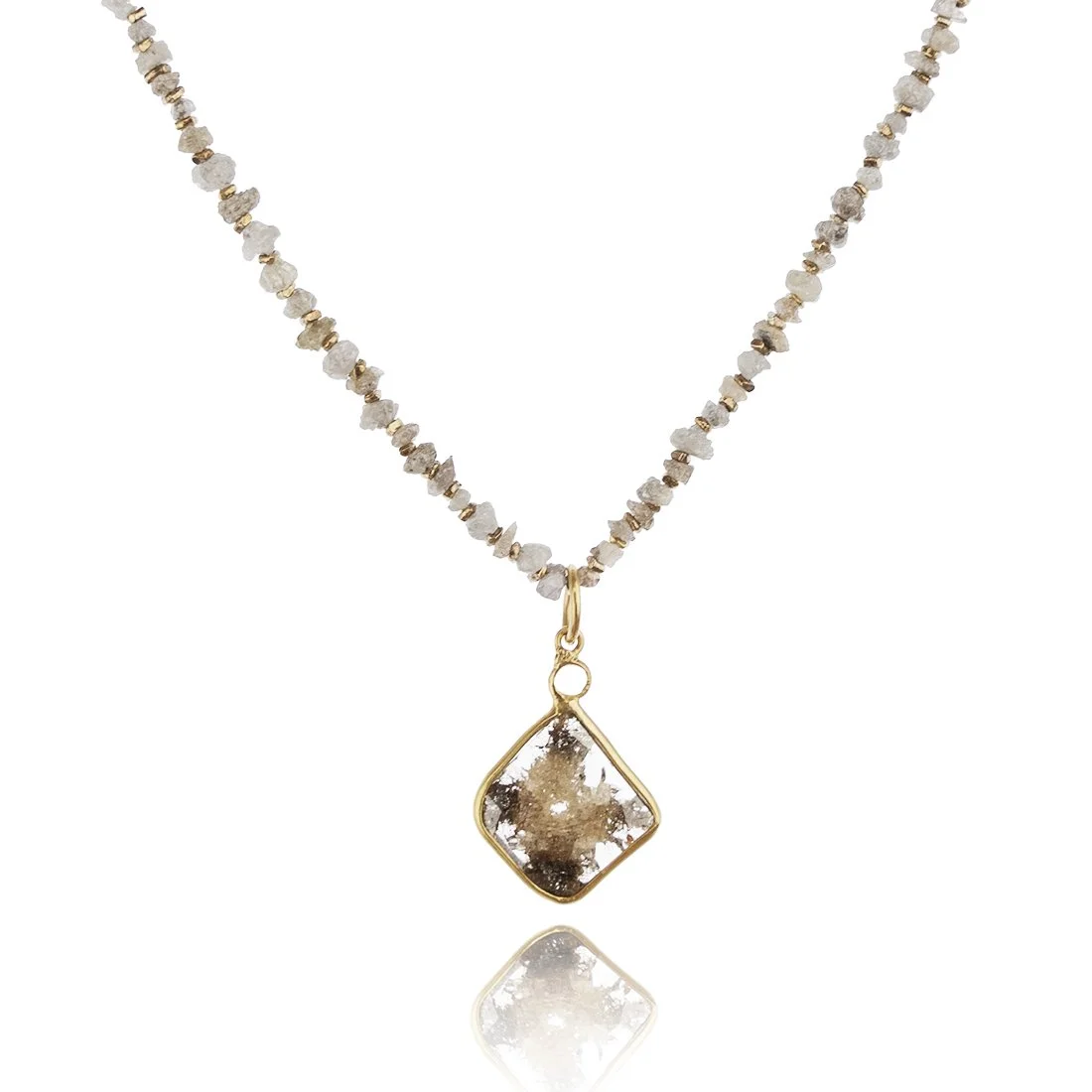 Raw Diamond Square Necklace - Hawaii Jewelry