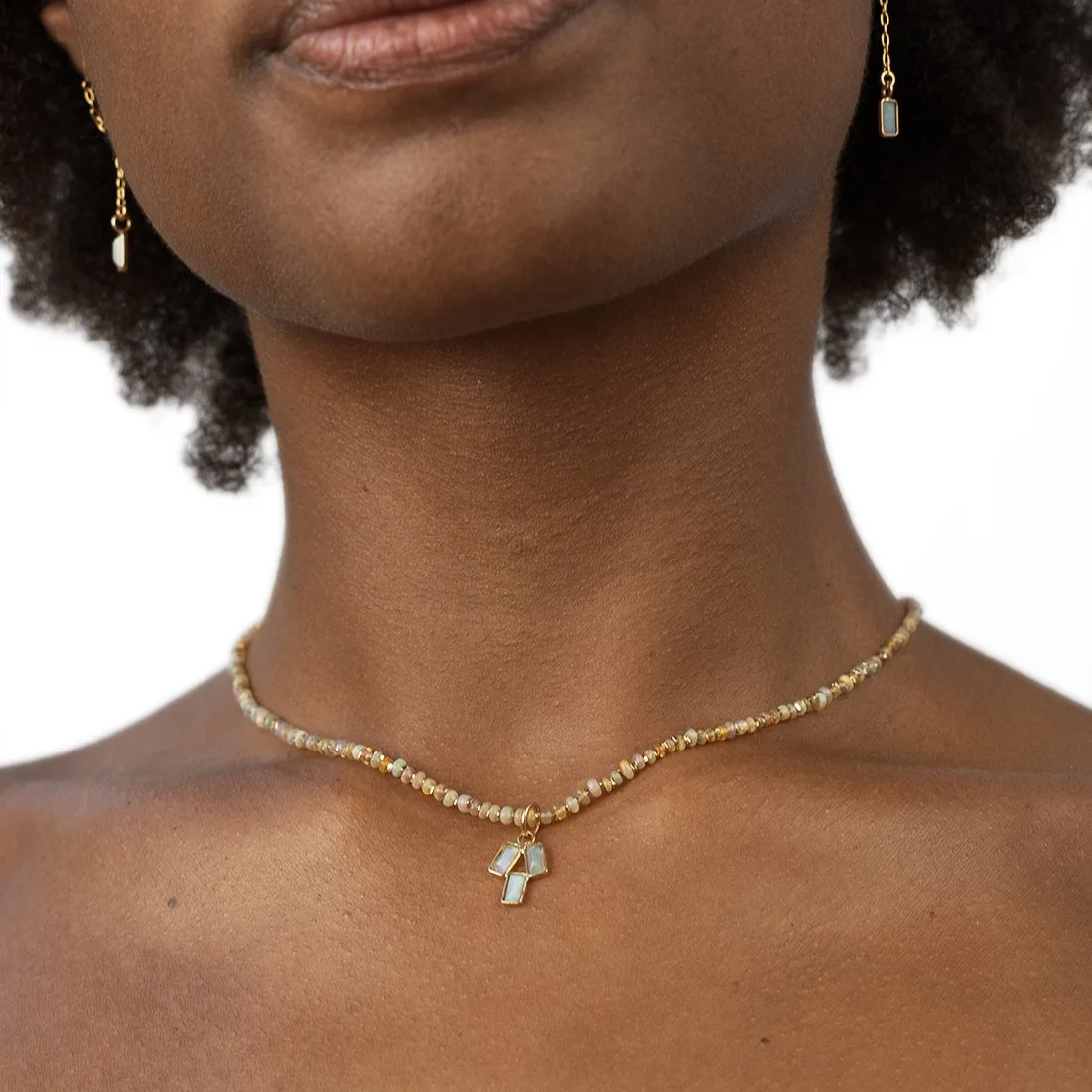 TRIO OF LIGHT OPAL NECKLACE